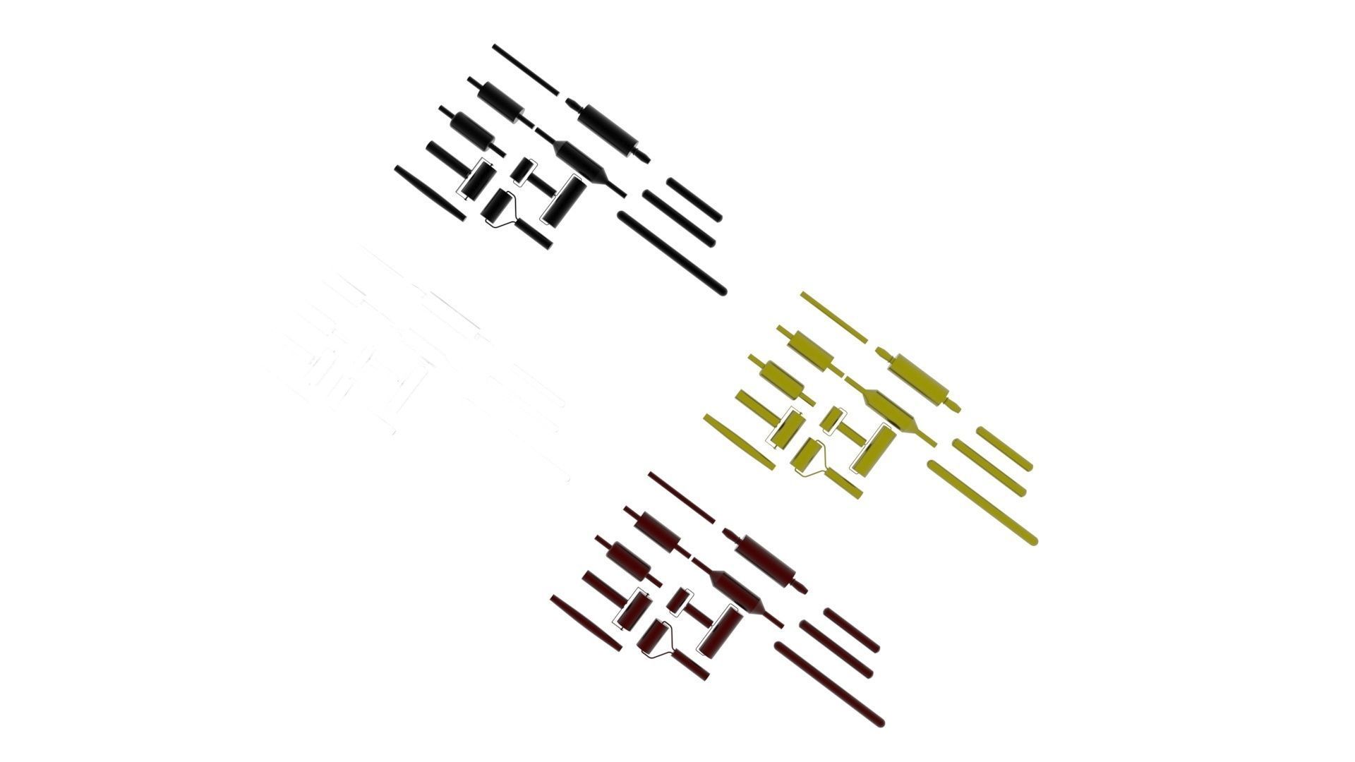 Metallic Rolling Pins Set 3D model_11