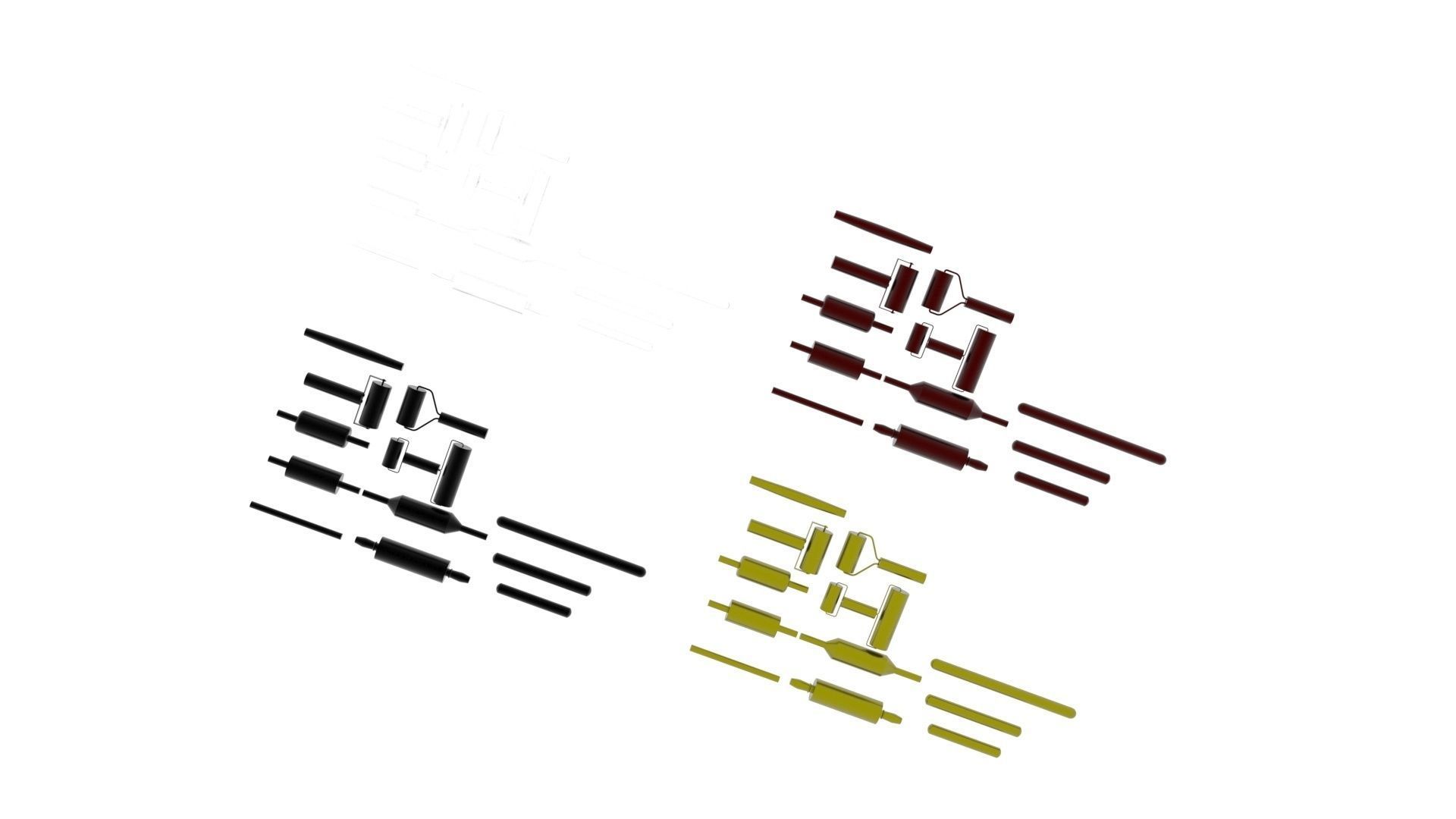 Metallic Rolling Pins Set 3D model_14