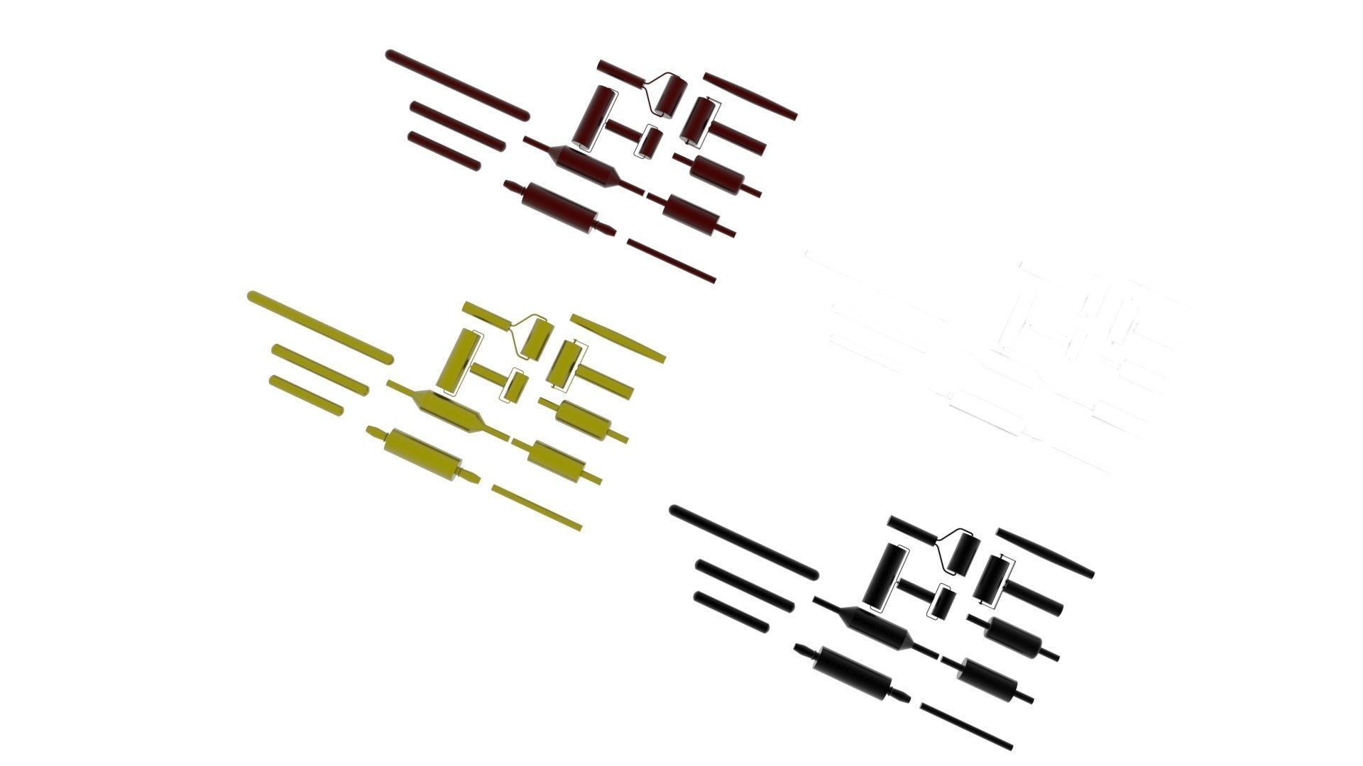 Metallic Rolling Pins Set 3D model_13