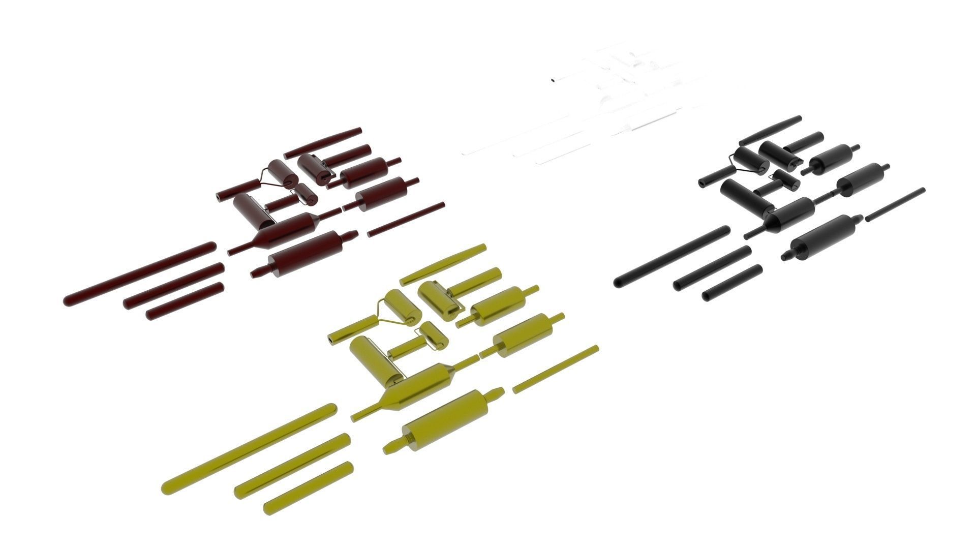 Metallic Rolling Pins Set 3D model_12