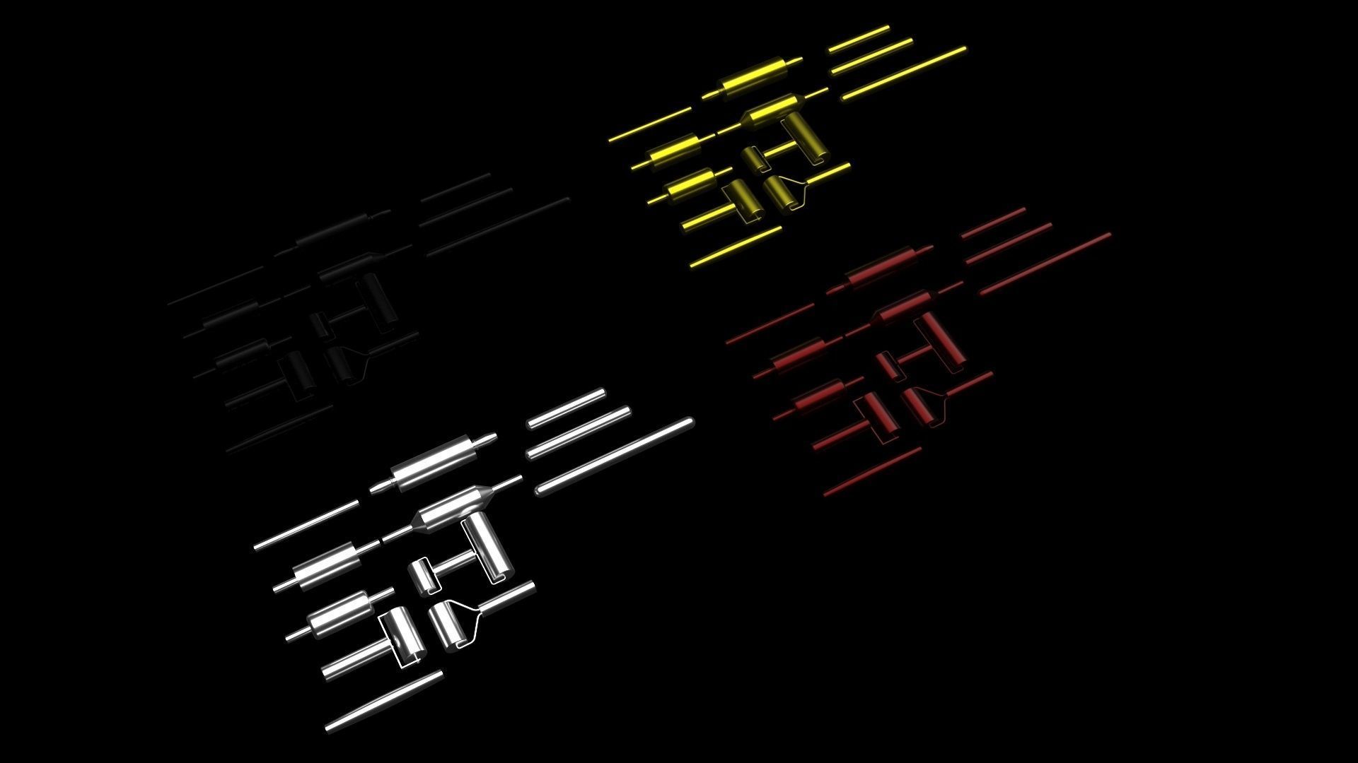 Metallic Rolling Pins Set 3D model_9