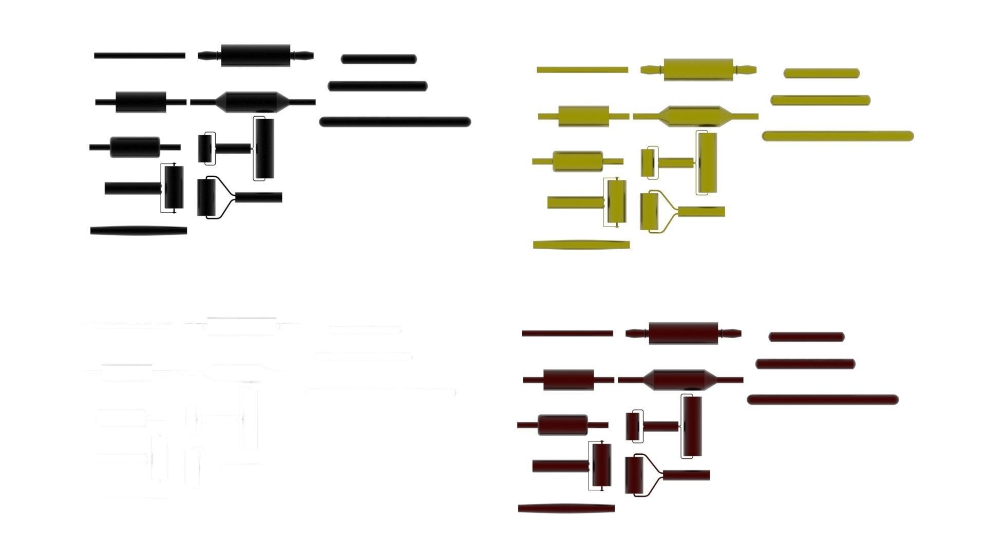 Metallic Rolling Pins Set 3D model_19