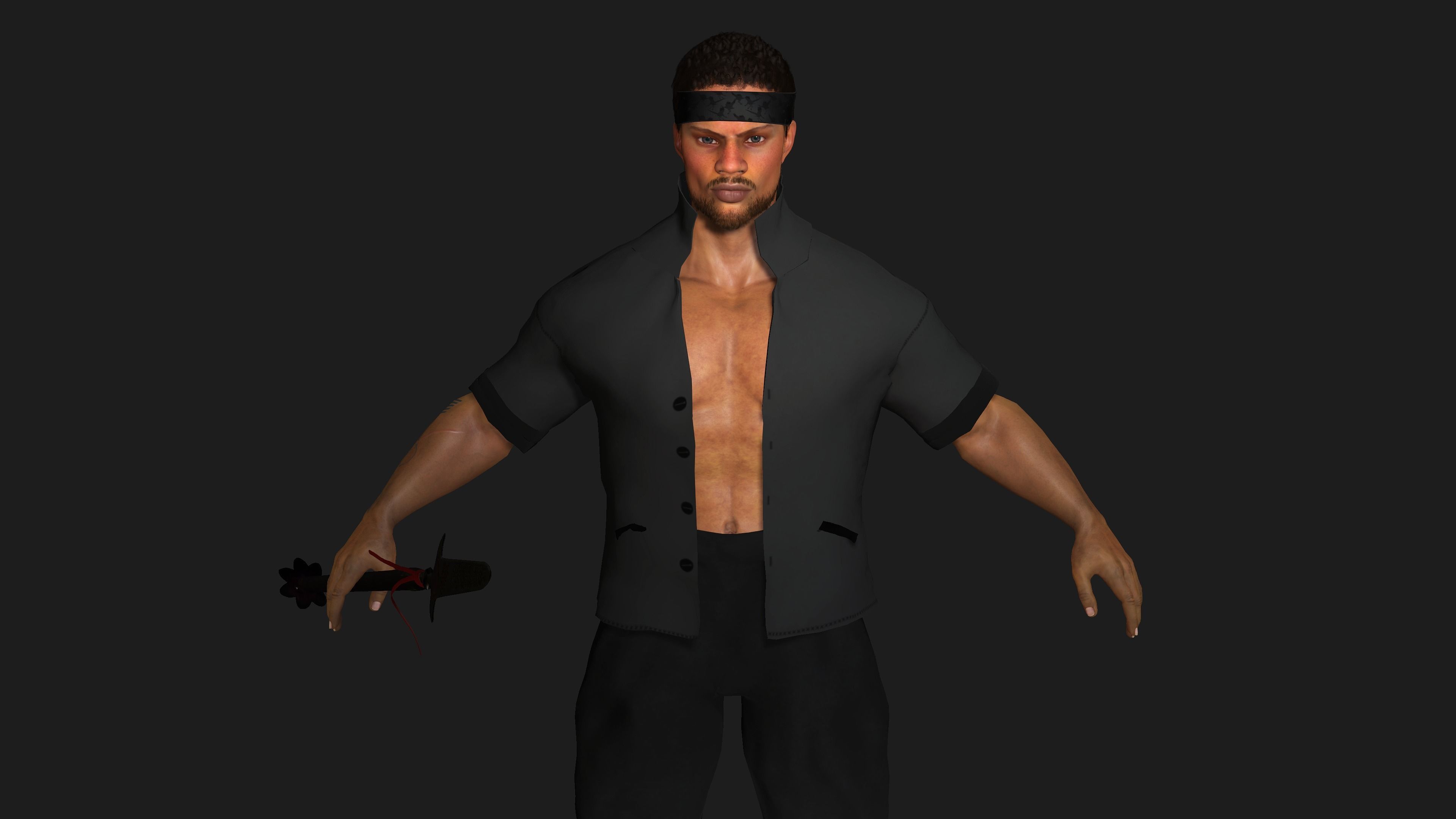AAA 3D REALISTIC AFRO AFRICAN MALE CHARACTER - MUSCULAR KUNGFU Low-poly 3D model_4