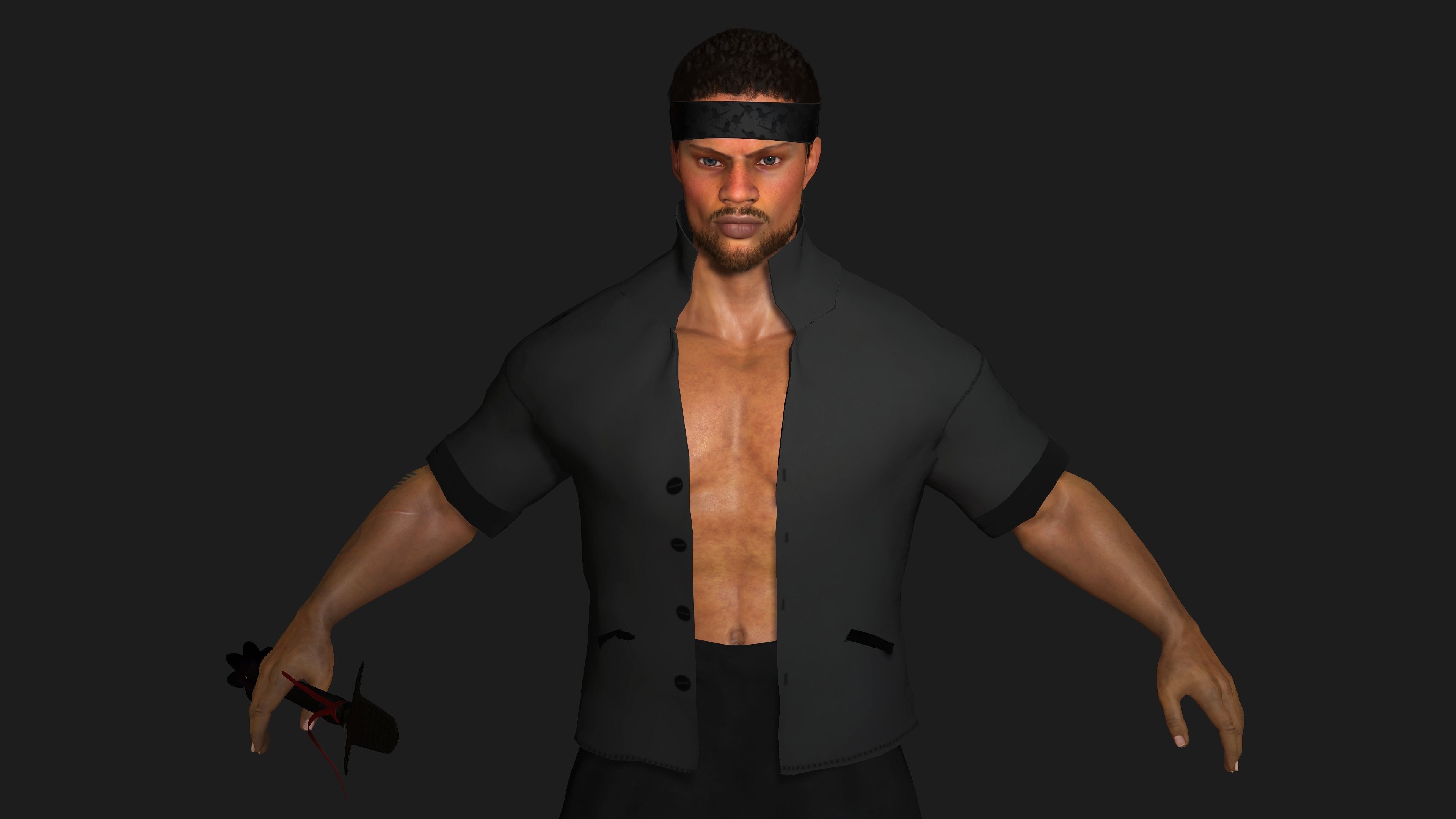 AAA 3D REALISTIC AFRO AFRICAN MALE CHARACTER - MUSCULAR KUNGFU Low-poly 3D model_5