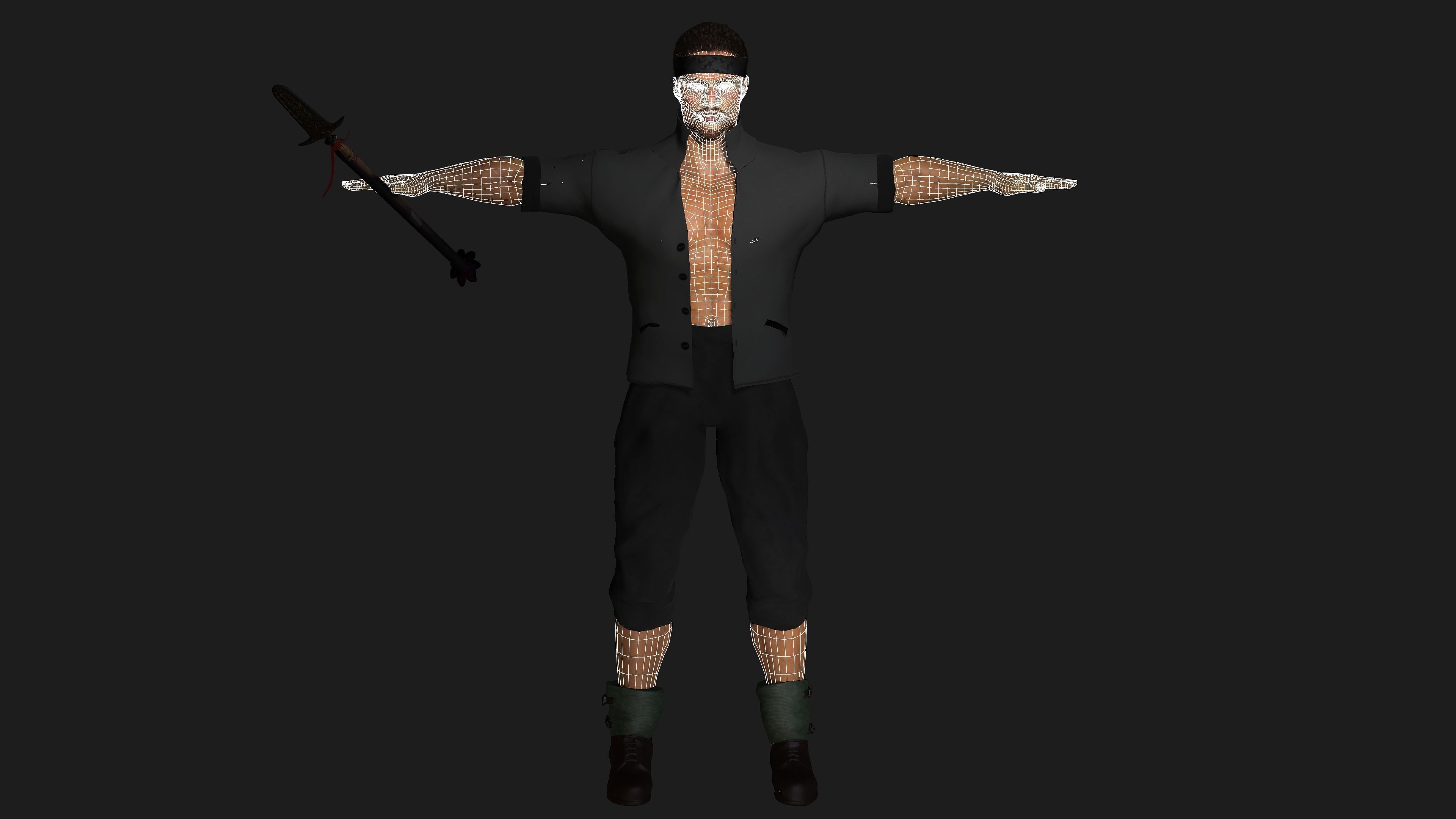 AAA 3D REALISTIC AFRO AFRICAN MALE CHARACTER - MUSCULAR KUNGFU Low-poly 3D model_18