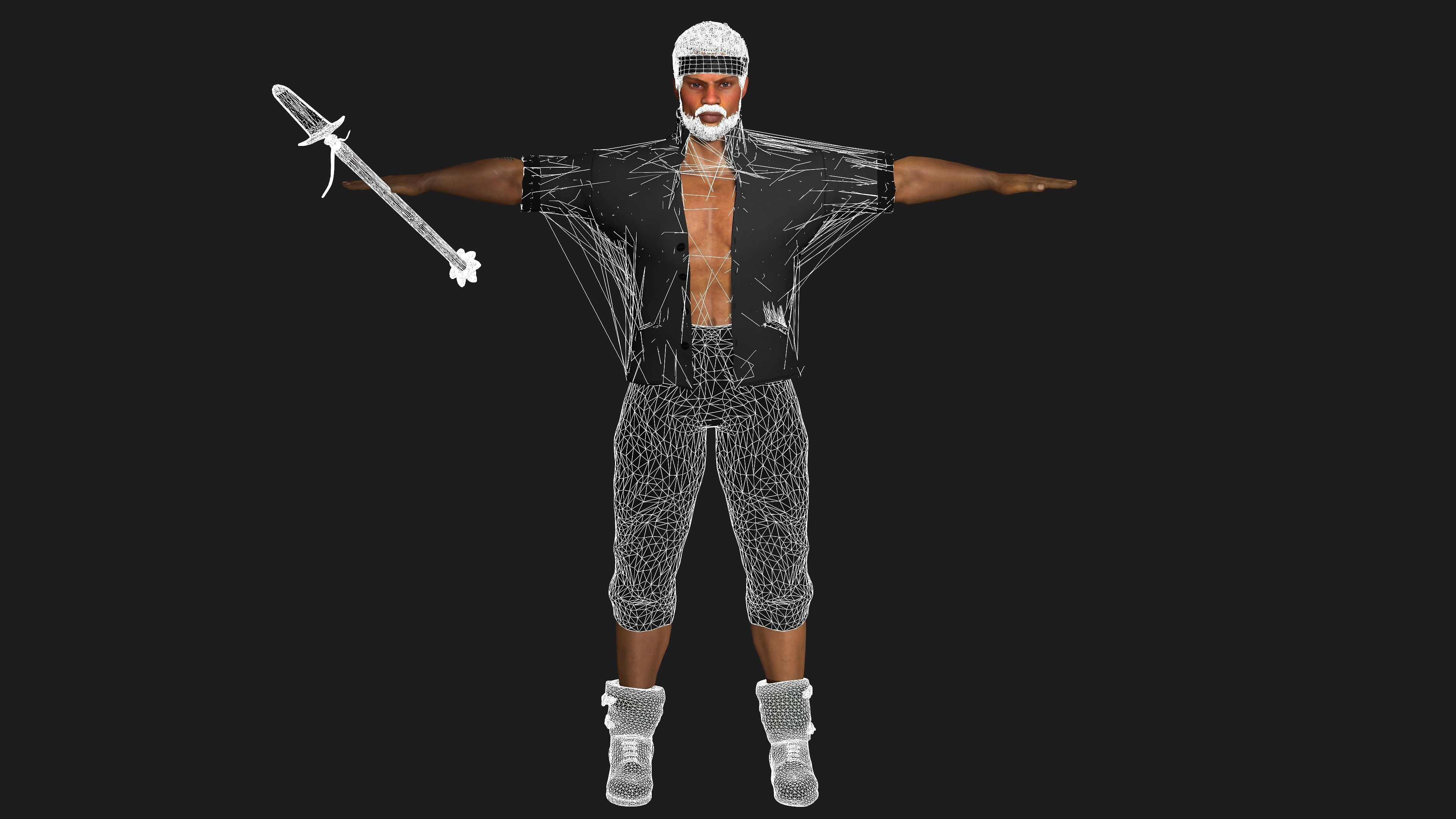 AAA 3D REALISTIC AFRO AFRICAN MALE CHARACTER - MUSCULAR KUNGFU Low-poly 3D model_17