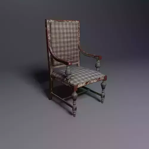 Game-ready old chair mid-poly