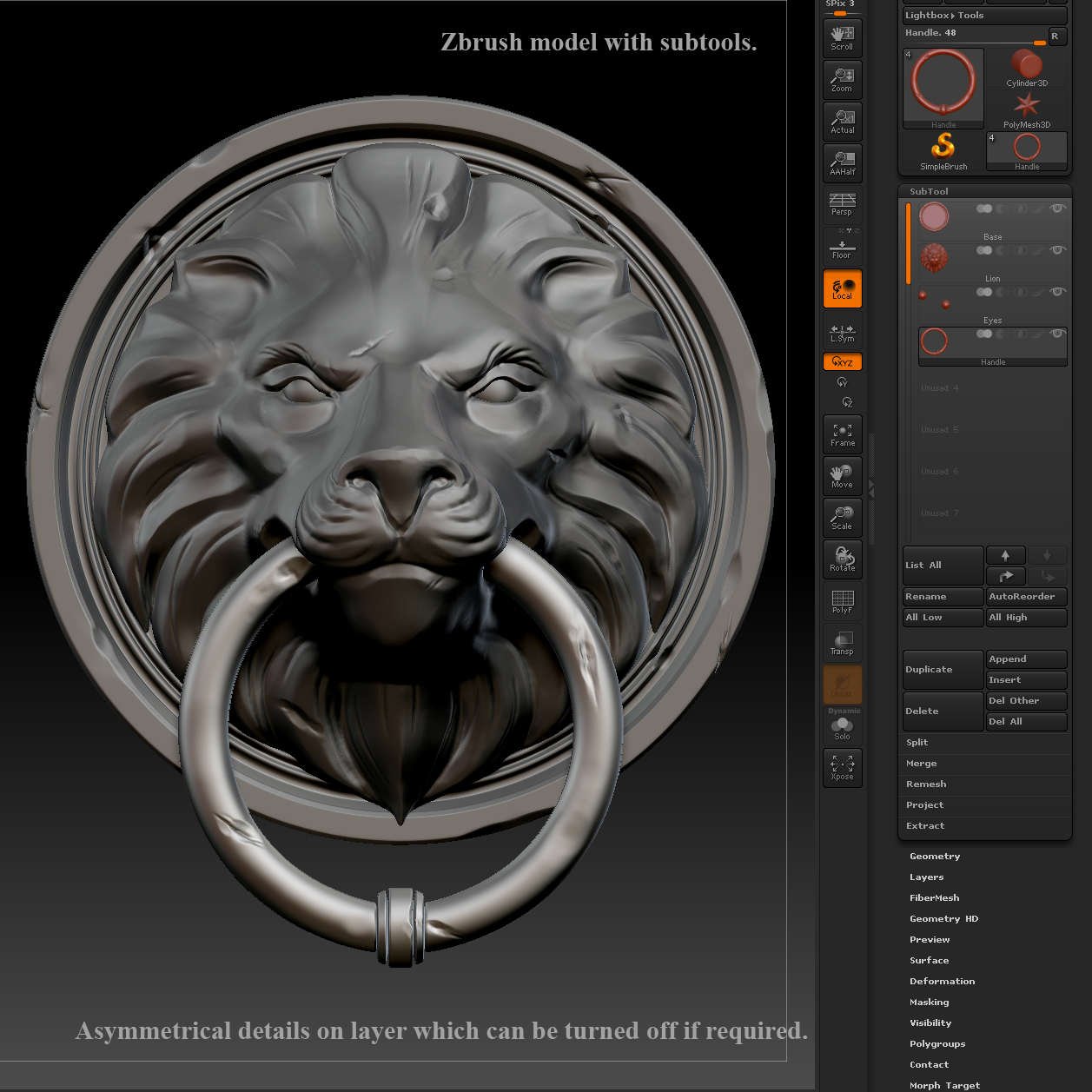 Lion Head Door Knocker 3D model_3