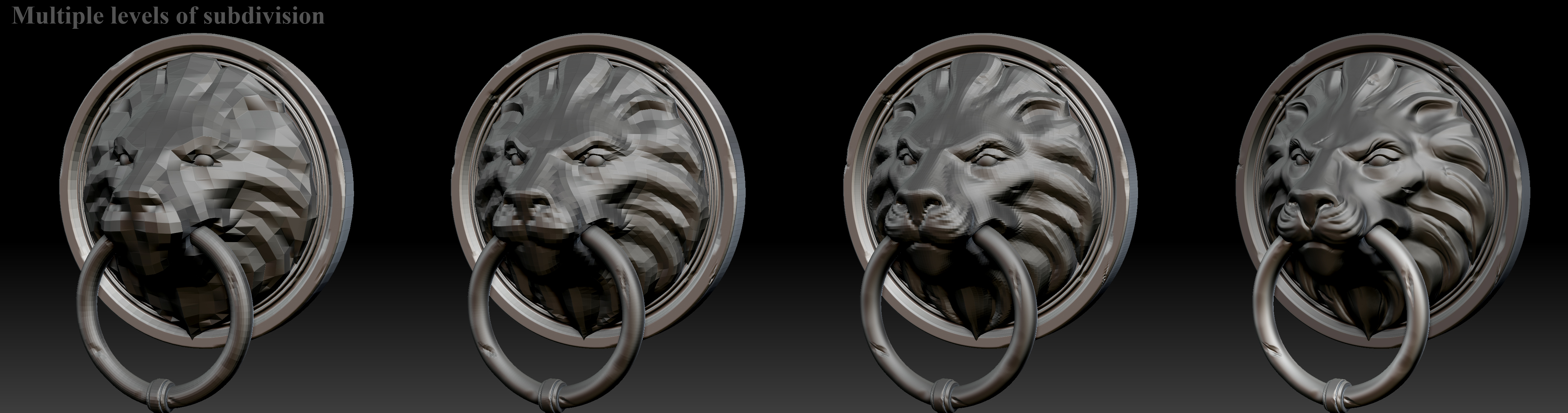 Lion Head Door Knocker 3D model_4