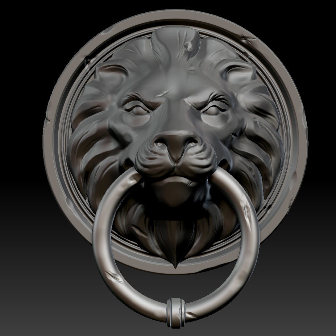 Lion Head Door Knocker 3D model_1