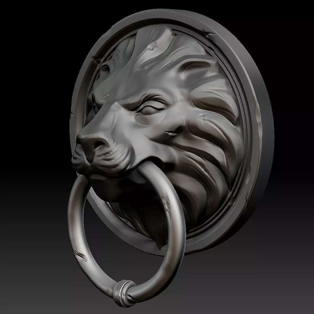 Lion Head Door Knocker 3D model_0