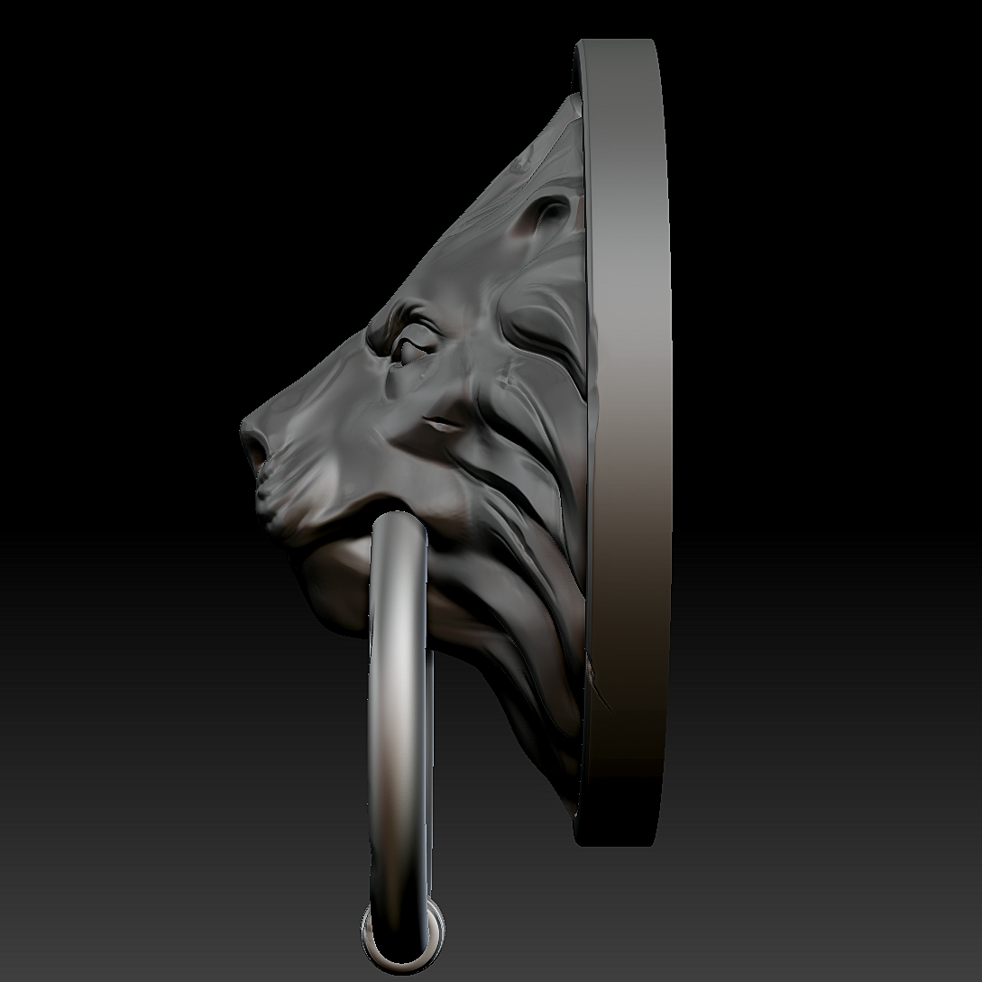 Lion Head Door Knocker 3D model_2