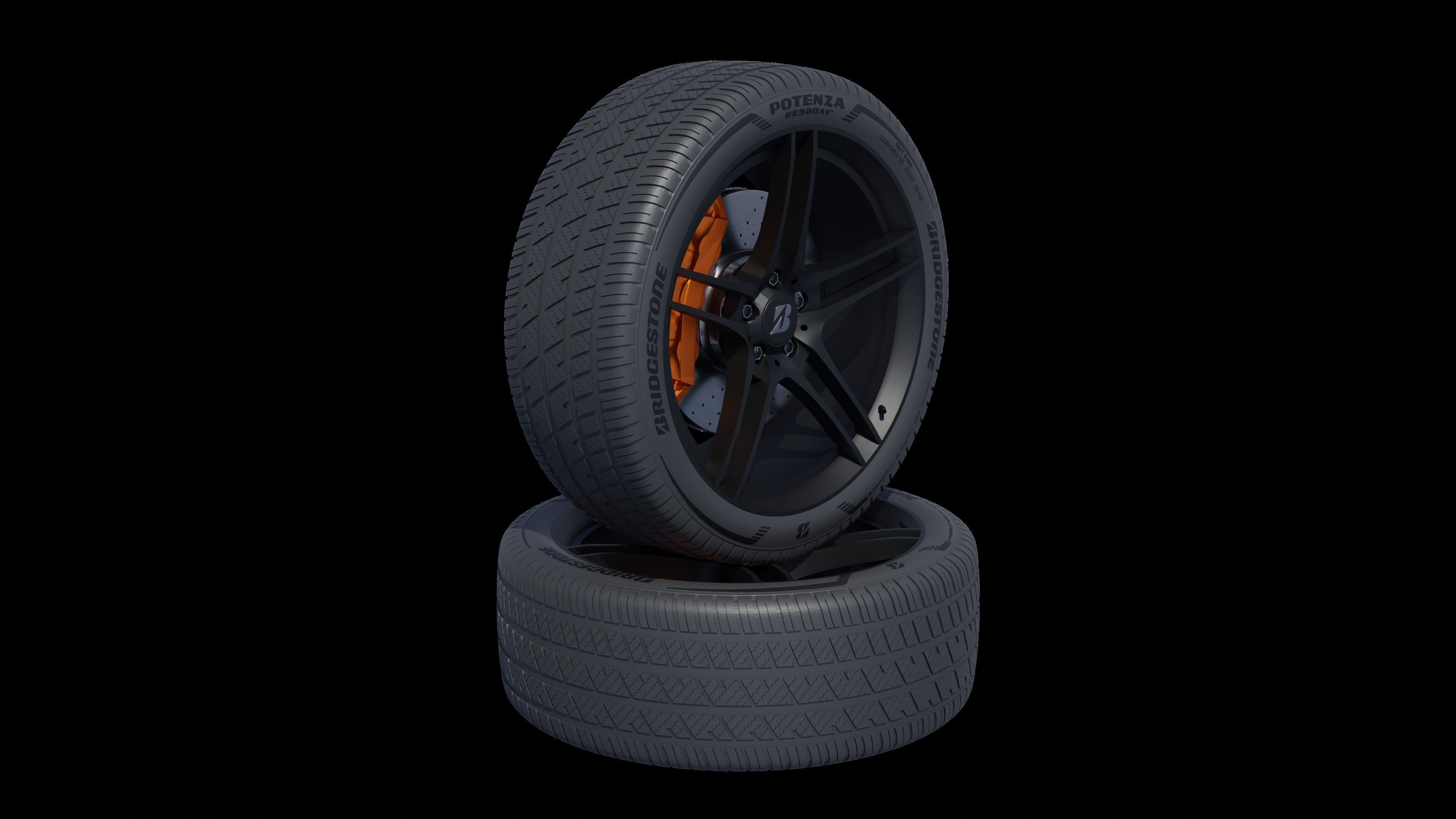 3d Wheel Model of Bridgestone Potenza RE980AS PLUS Low-poly 3D model_13