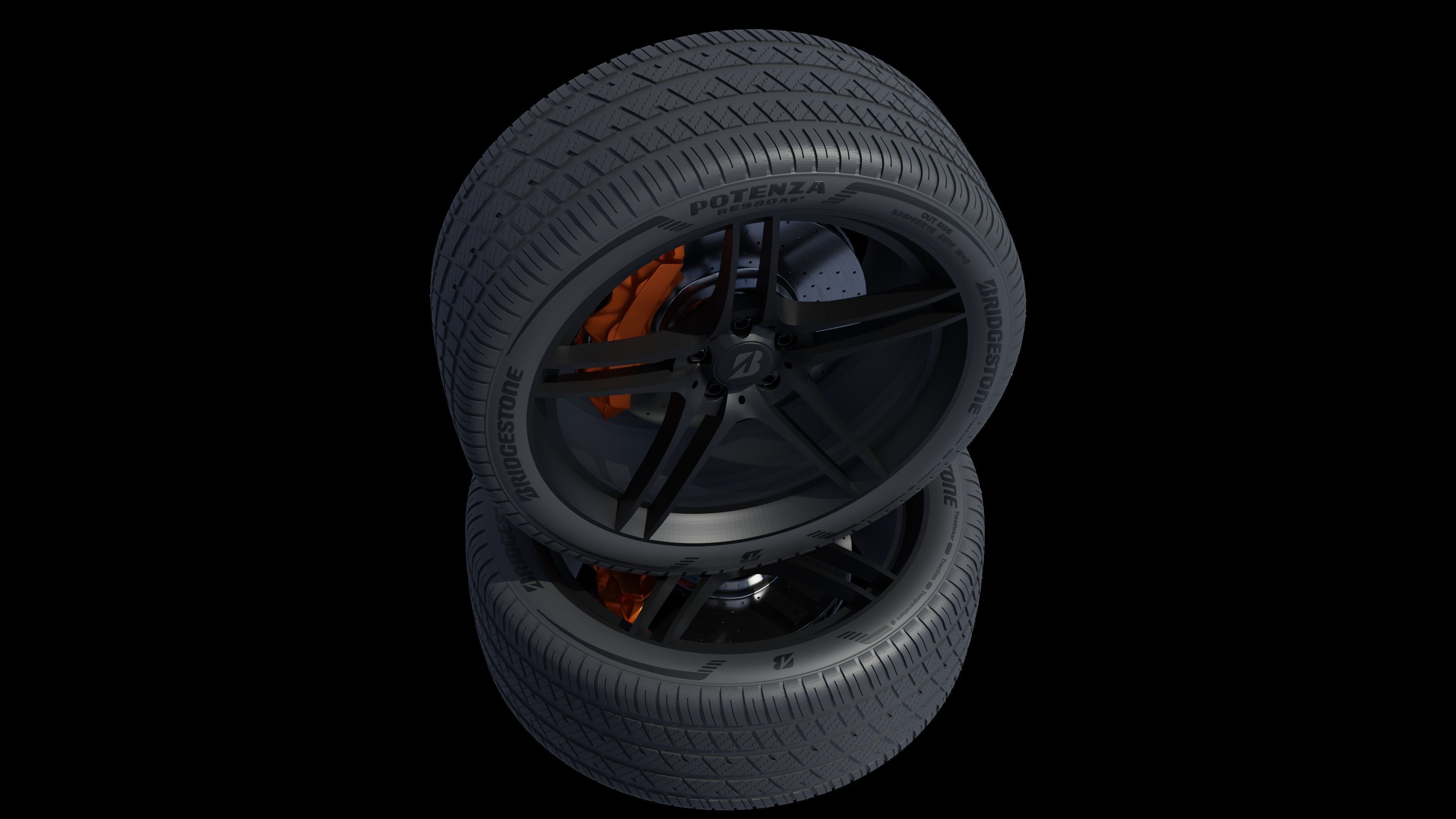 3d Wheel Model of Bridgestone Potenza RE980AS PLUS Low-poly 3D model_5