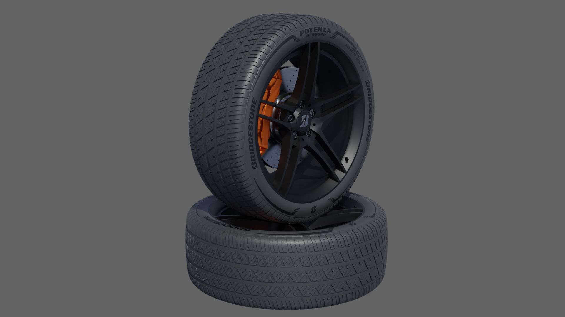 3d Wheel Model of Bridgestone Potenza RE980AS PLUS Low-poly 3D model_4