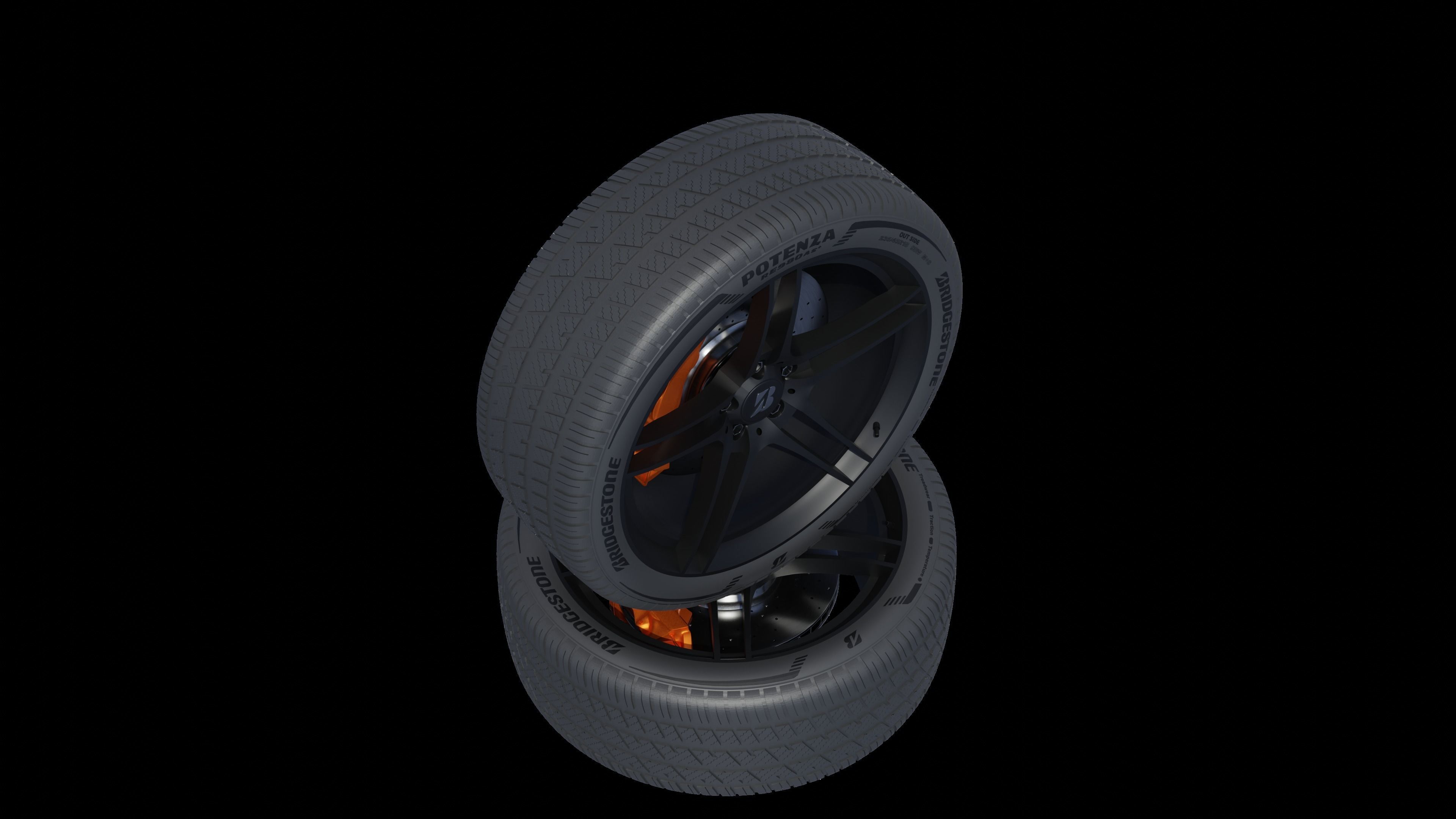 3d Wheel Model of Bridgestone Potenza RE980AS PLUS Low-poly 3D model_10