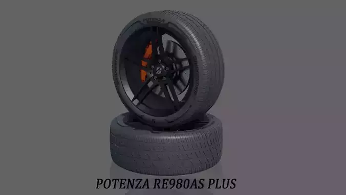 3d Wheel Model of Bridgestone Potenza RE980AS PLUS Low-poly 3D model