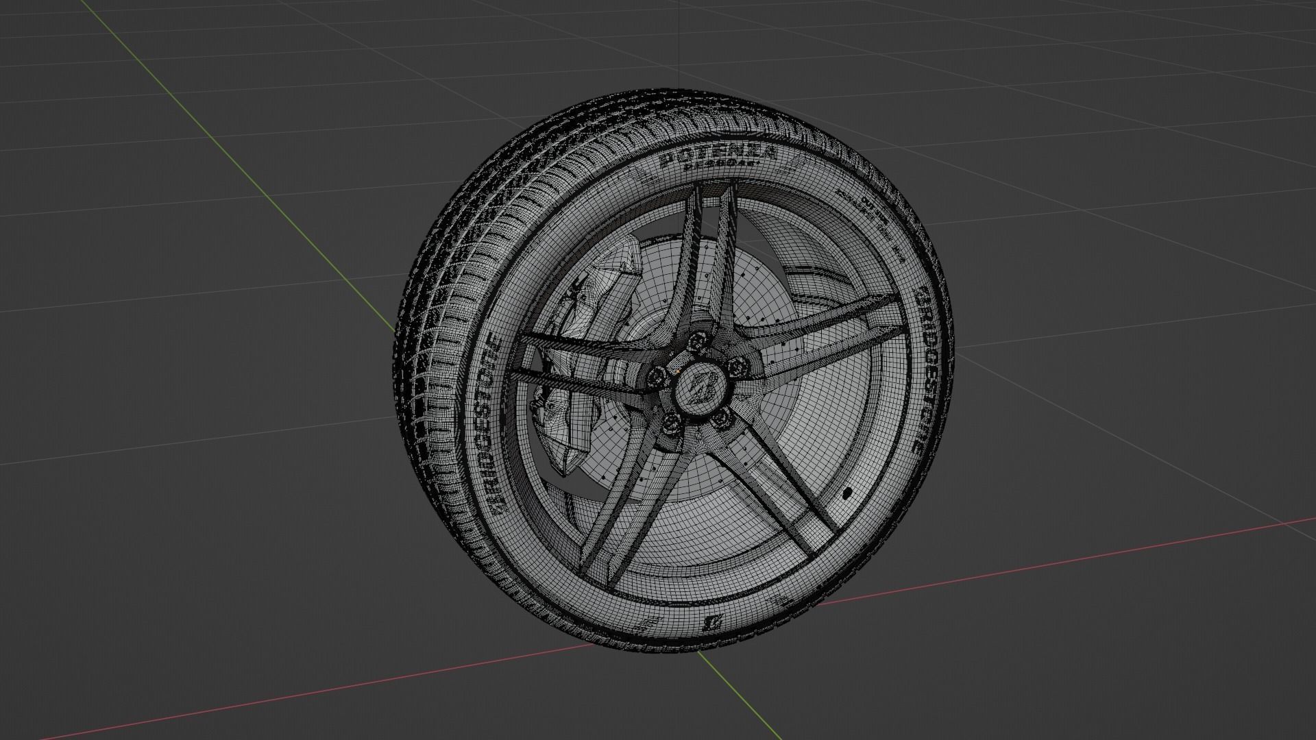 3d Wheel Model of Bridgestone Potenza RE980AS PLUS Low-poly 3D model_7