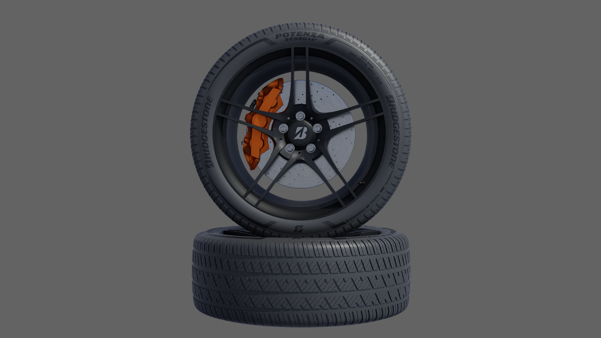 3d Wheel Model of Bridgestone Potenza RE980AS PLUS Low-poly 3D model_3