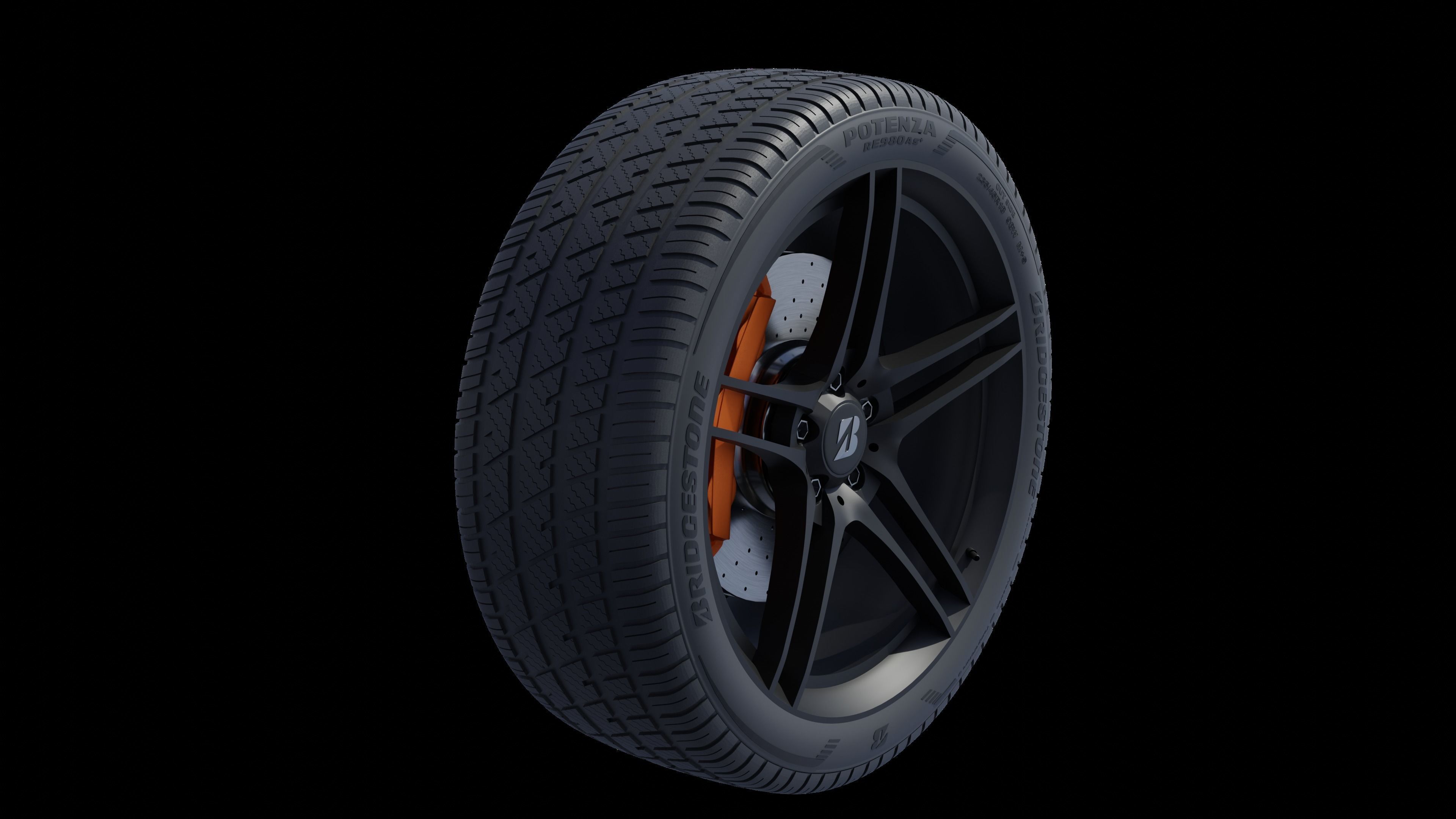 3d Wheel Model of Bridgestone Potenza RE980AS PLUS Low-poly 3D model_11