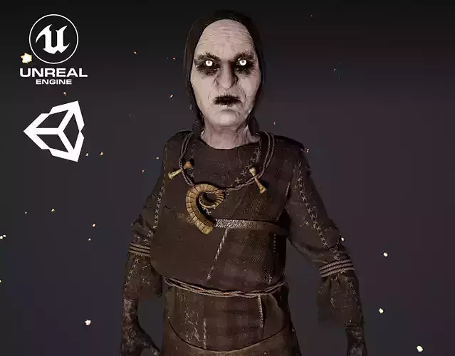Old Witch Game Ready Low-poly 3D model