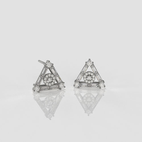minimal triangular model with round and baguette gemstone Free 3D print model