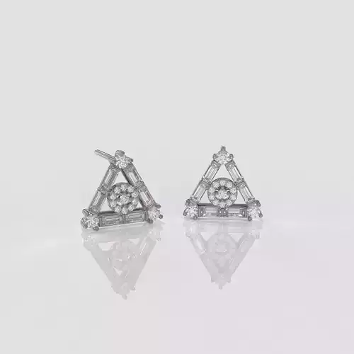 minimal triangular model with round and baguette gemstone Free 3D print model