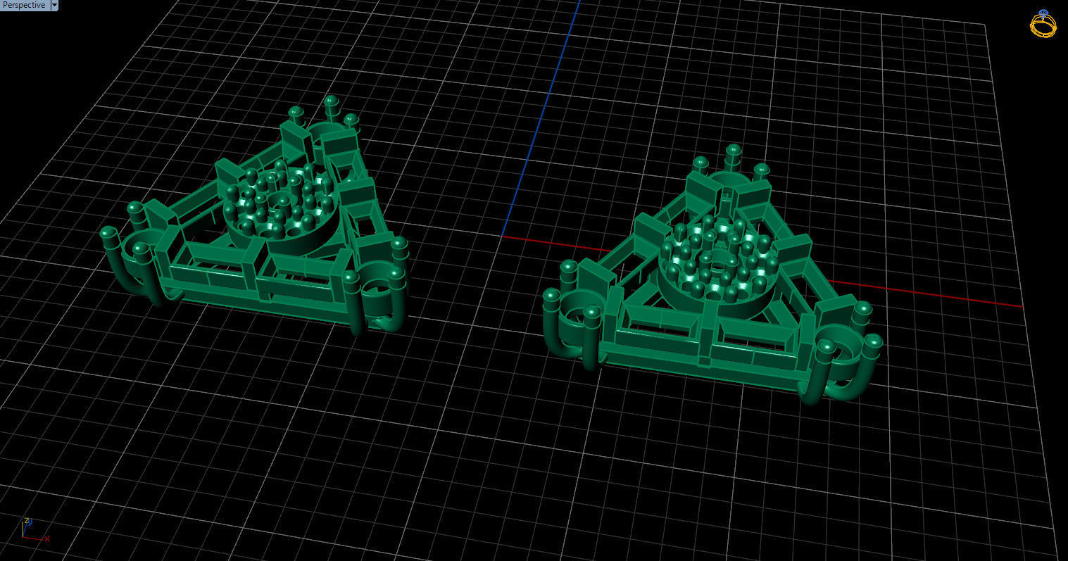 minimal triangular model with round and baguette gemstone Free 3D print model_25