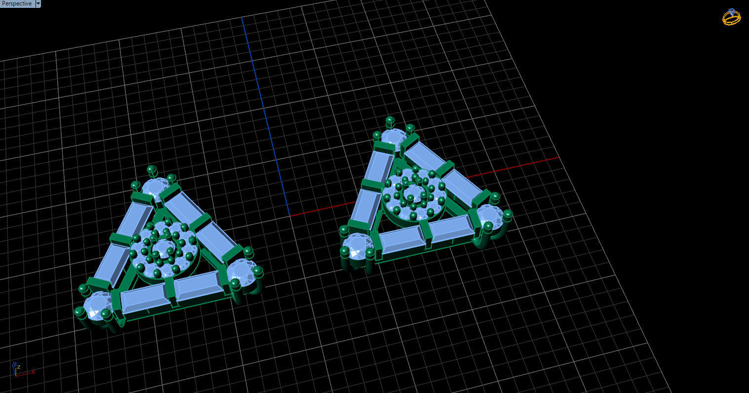 minimal triangular model with round and baguette gemstone Free 3D print model_23