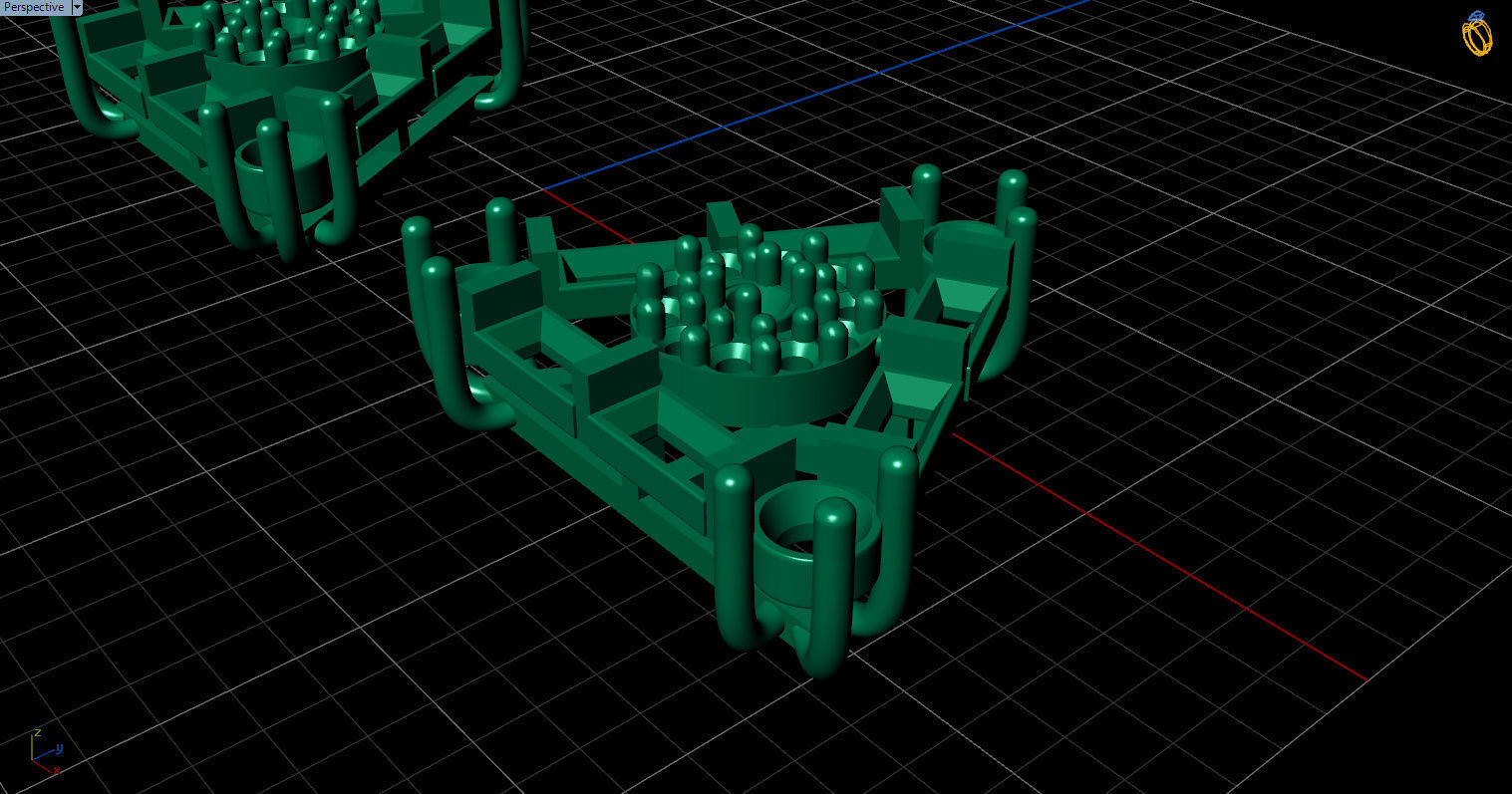 minimal triangular model with round and baguette gemstone Free 3D print model_29