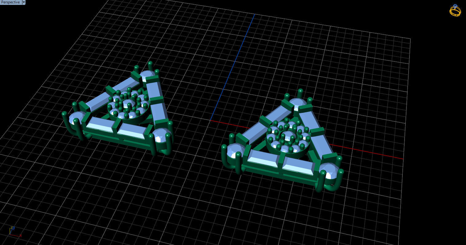 minimal triangular model with round and baguette gemstone Free 3D print model_39