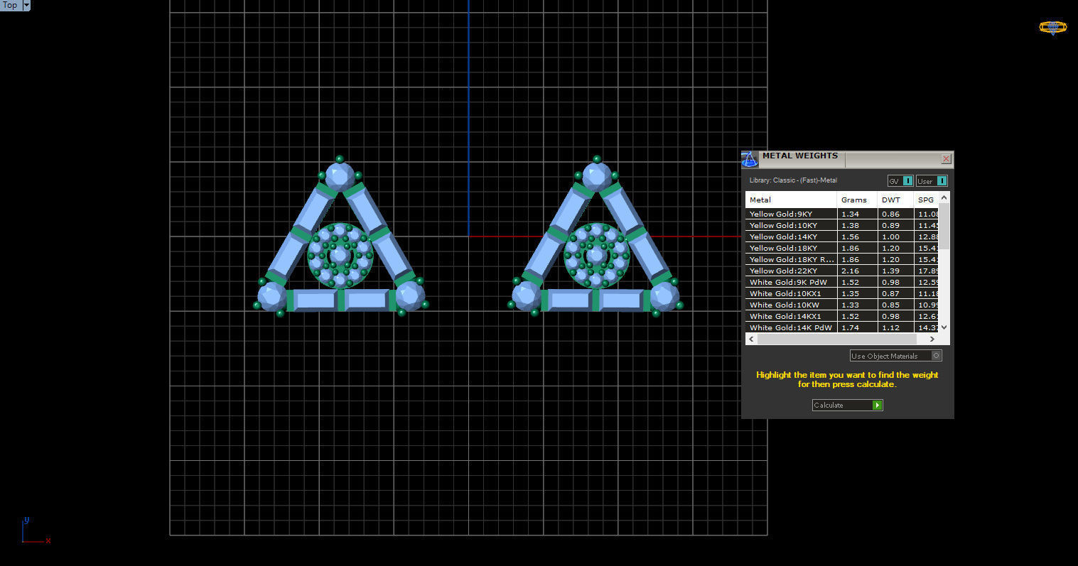 minimal triangular model with round and baguette gemstone Free 3D print model_4