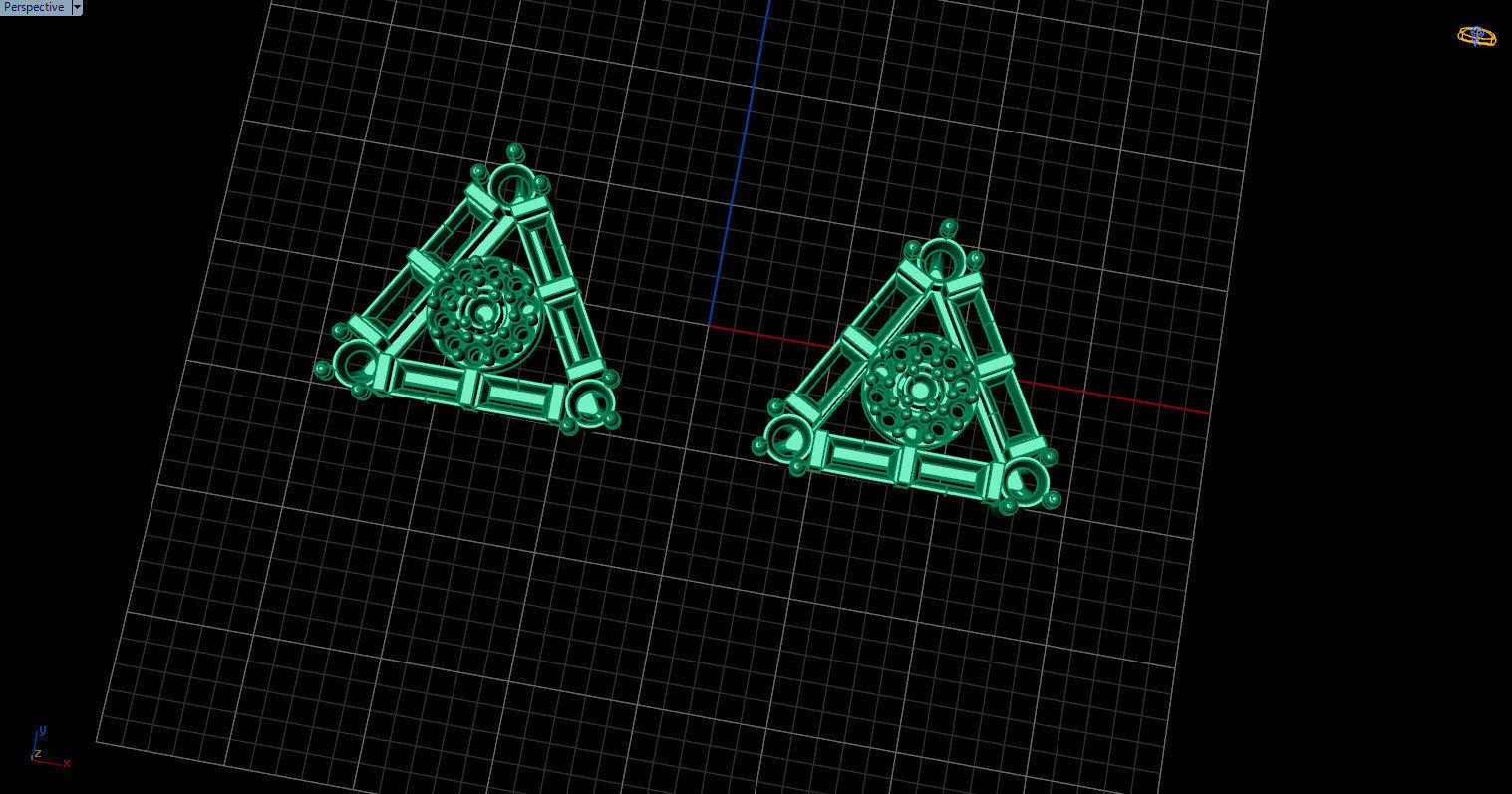 minimal triangular model with round and baguette gemstone Free 3D print model_9