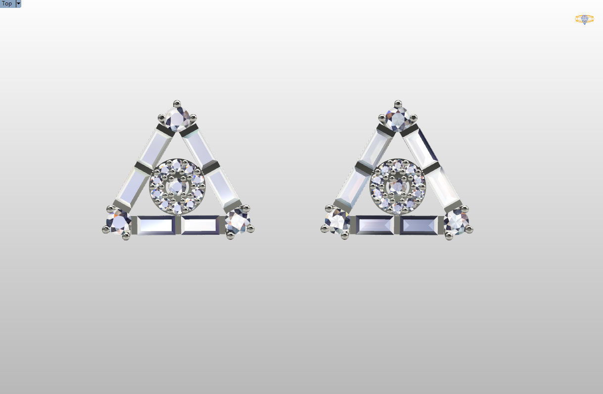 minimal triangular model with round and baguette gemstone Free 3D print model_42