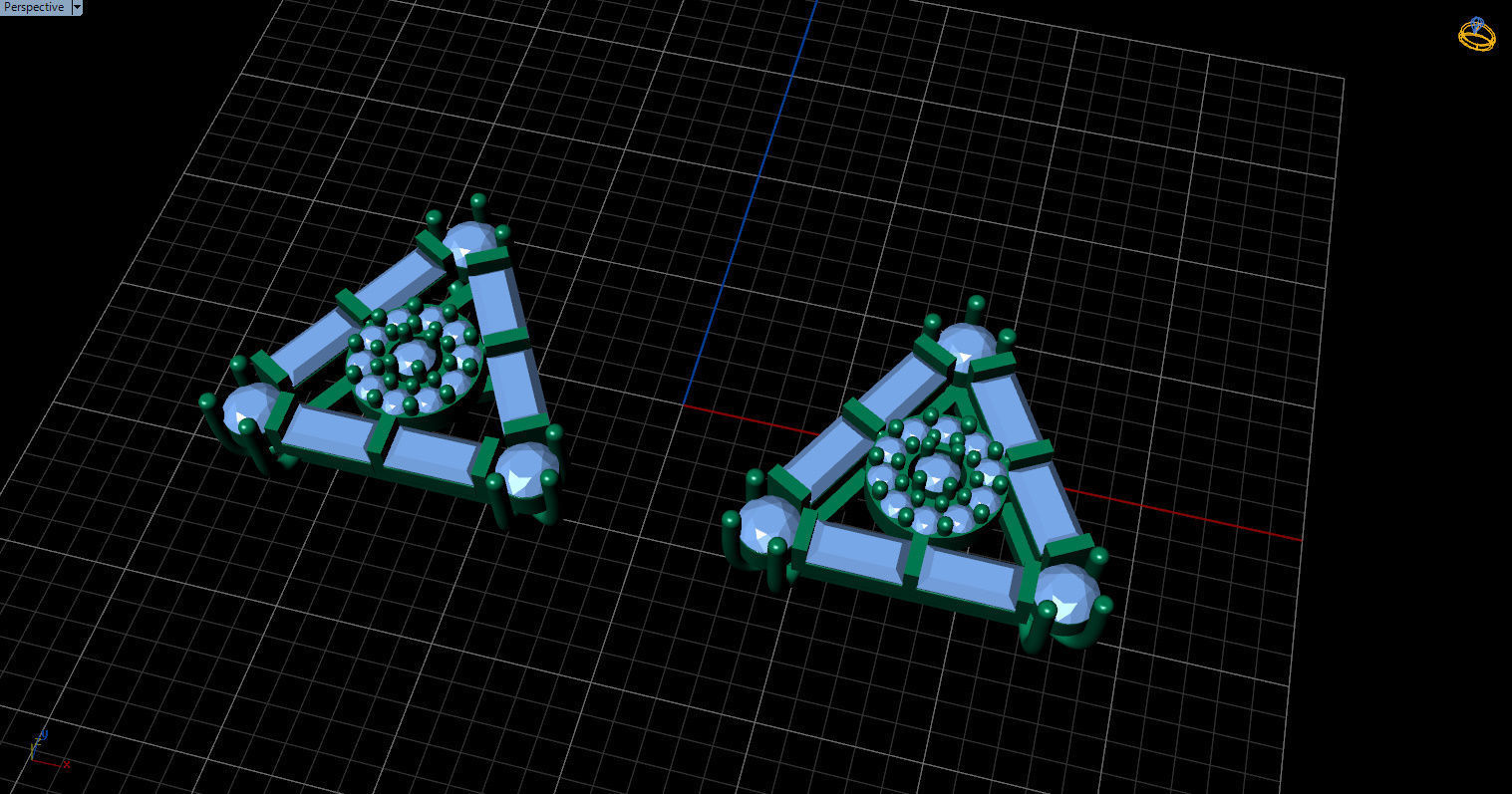 minimal triangular model with round and baguette gemstone Free 3D print model_35