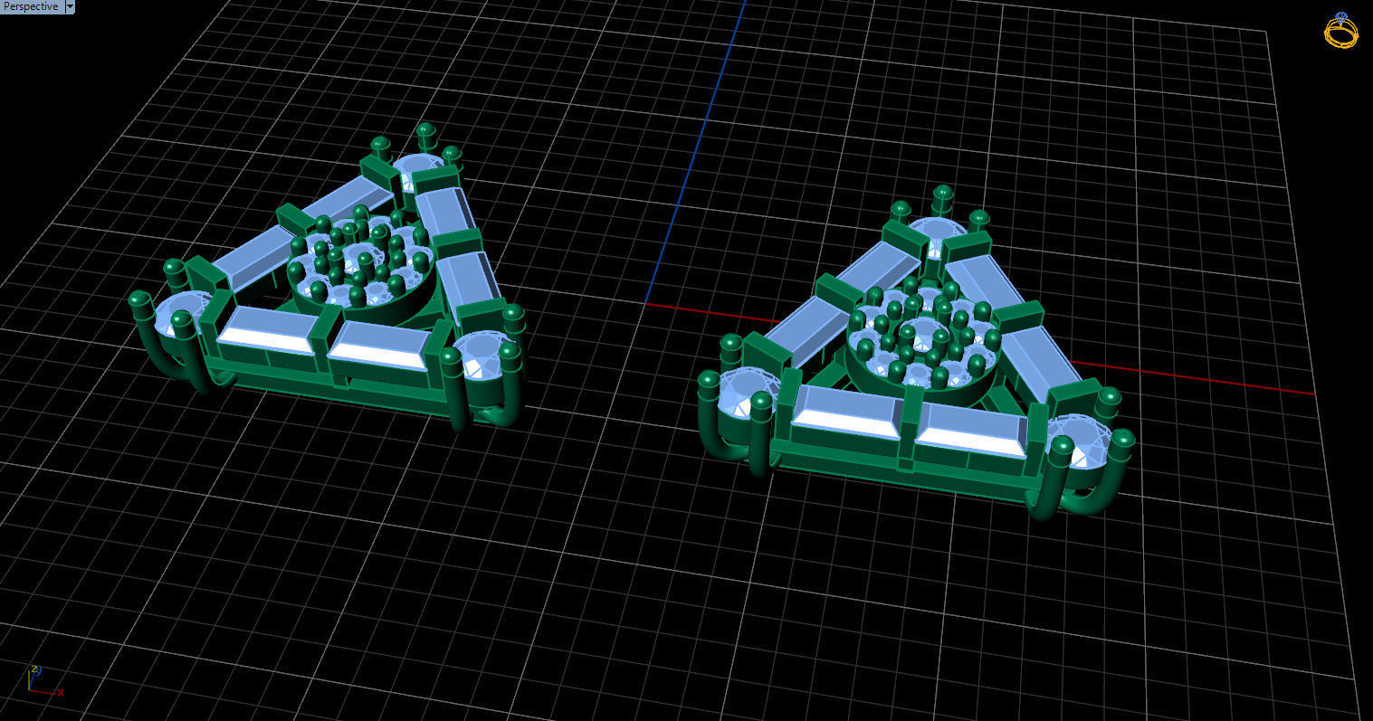 minimal triangular model with round and baguette gemstone Free 3D print model_24