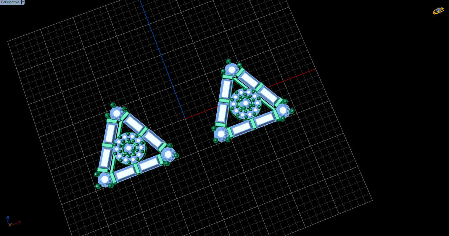 minimal triangular model with round and baguette gemstone Free 3D print model_22