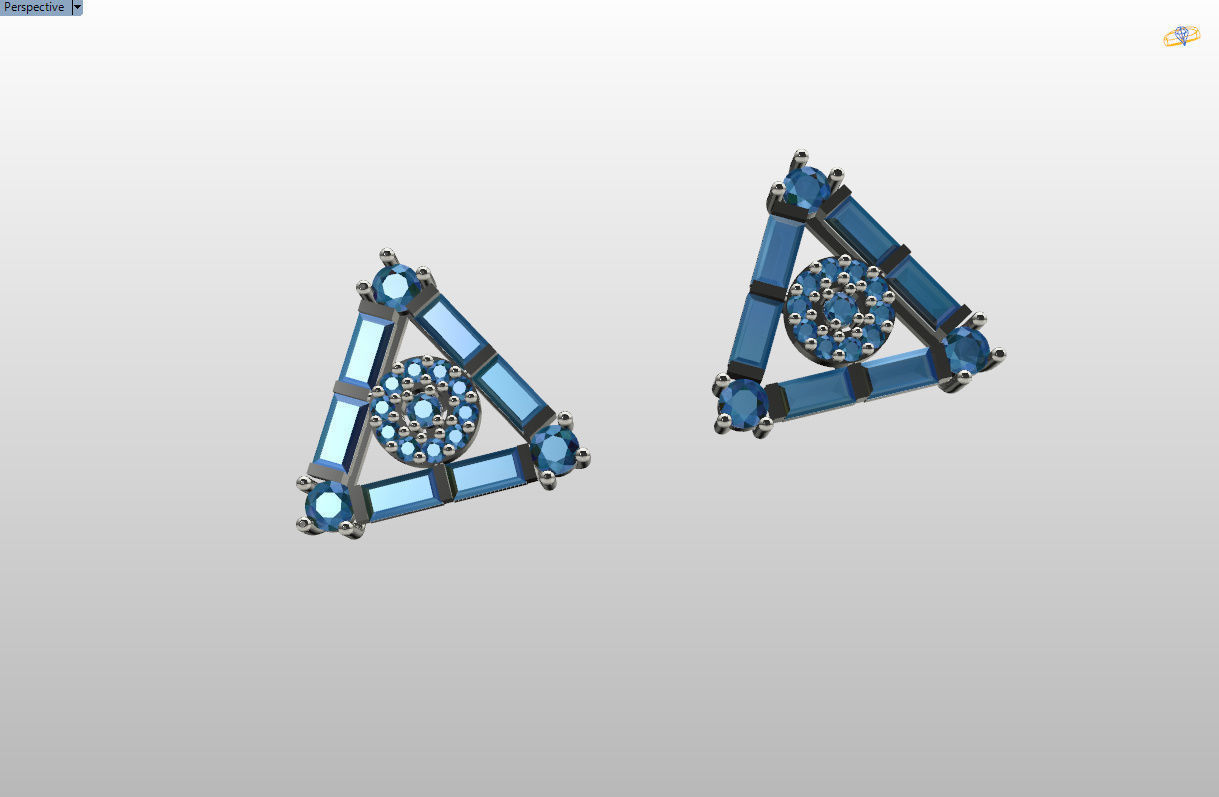 minimal triangular model with round and baguette gemstone Free 3D print model_44