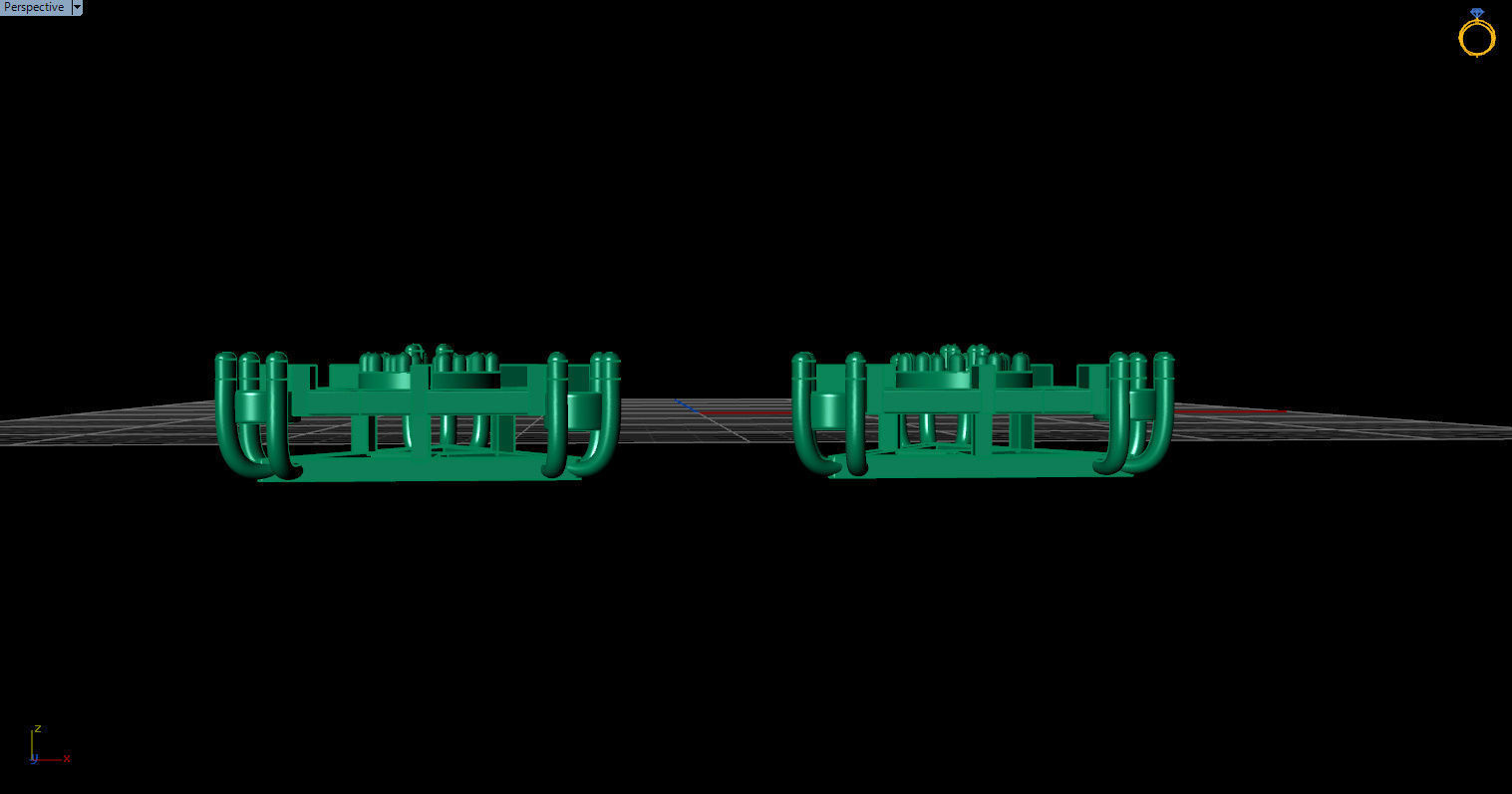 minimal triangular model with round and baguette gemstone Free 3D print model_14