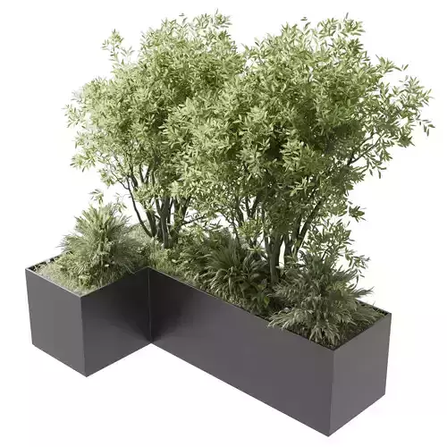 Concrete box plants on stand - outdoor plant 175 Low-poly 3D model