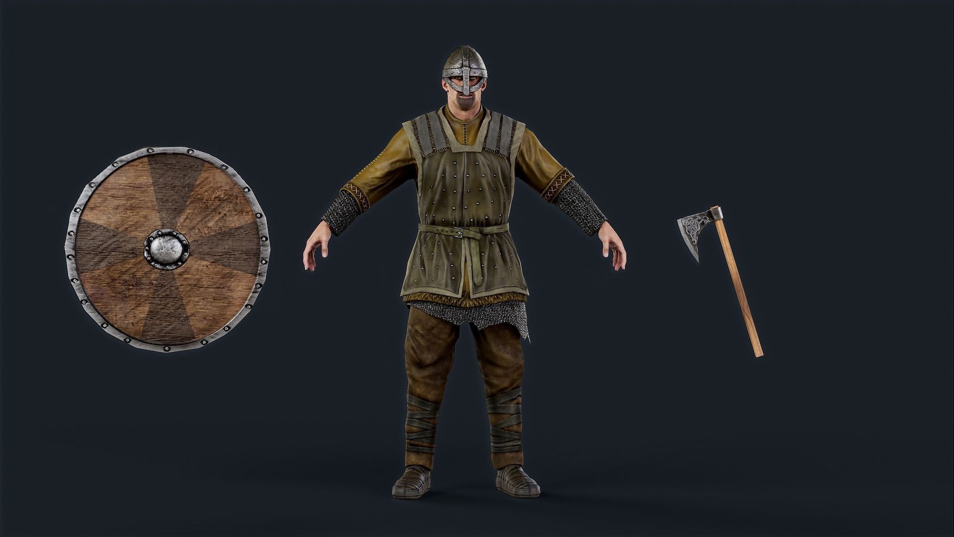 Viking 1 A pose Low-poly character redy for games Low-poly 3D model_9