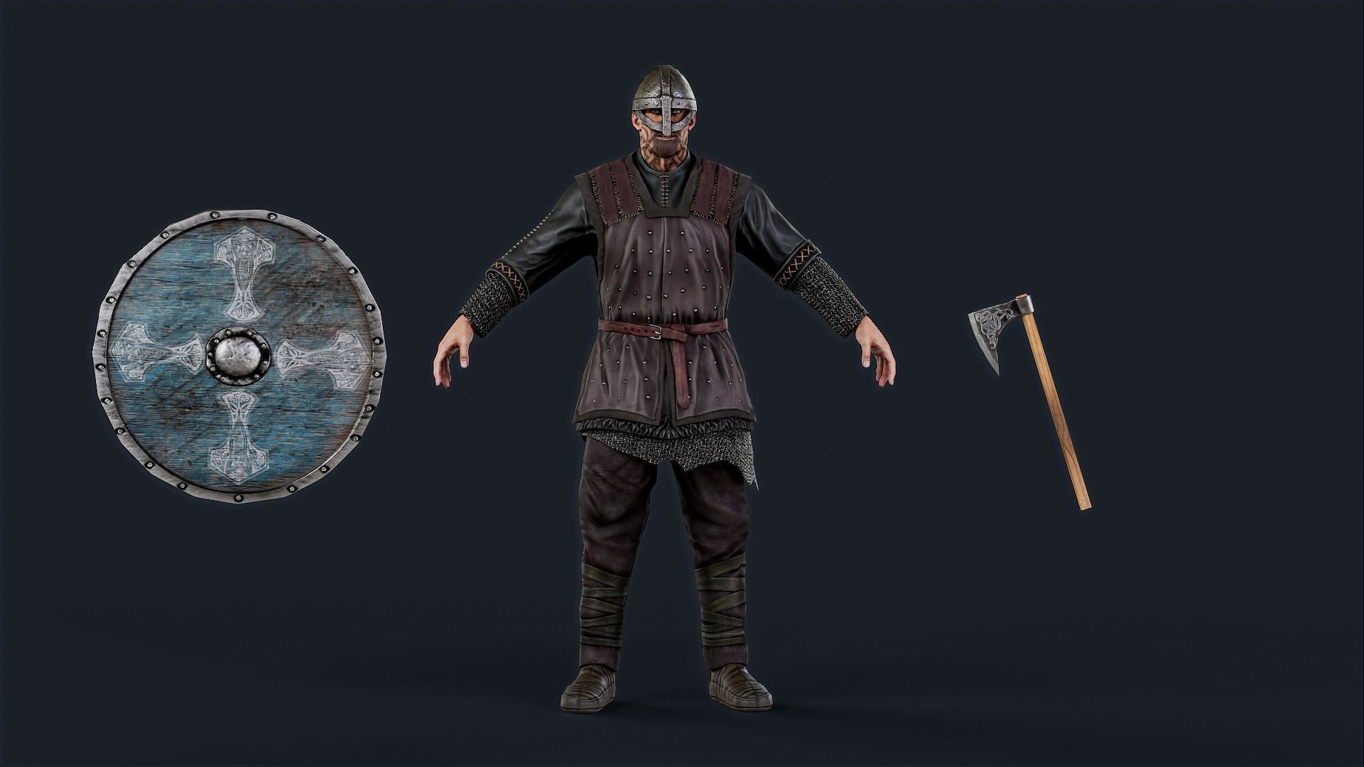 Viking 1 A pose Low-poly character redy for games Low-poly 3D model_4