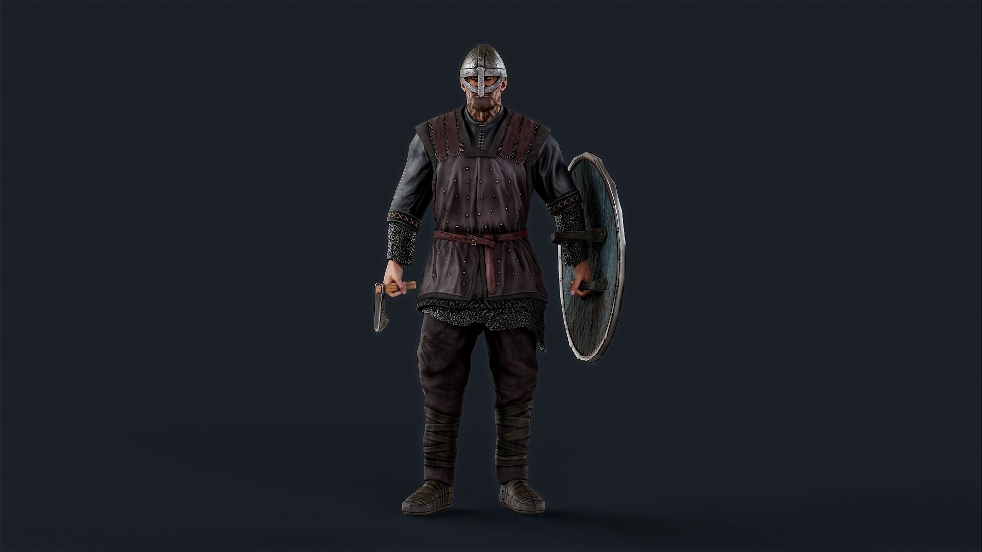Viking 1 A pose Low-poly character redy for games Low-poly 3D model_7