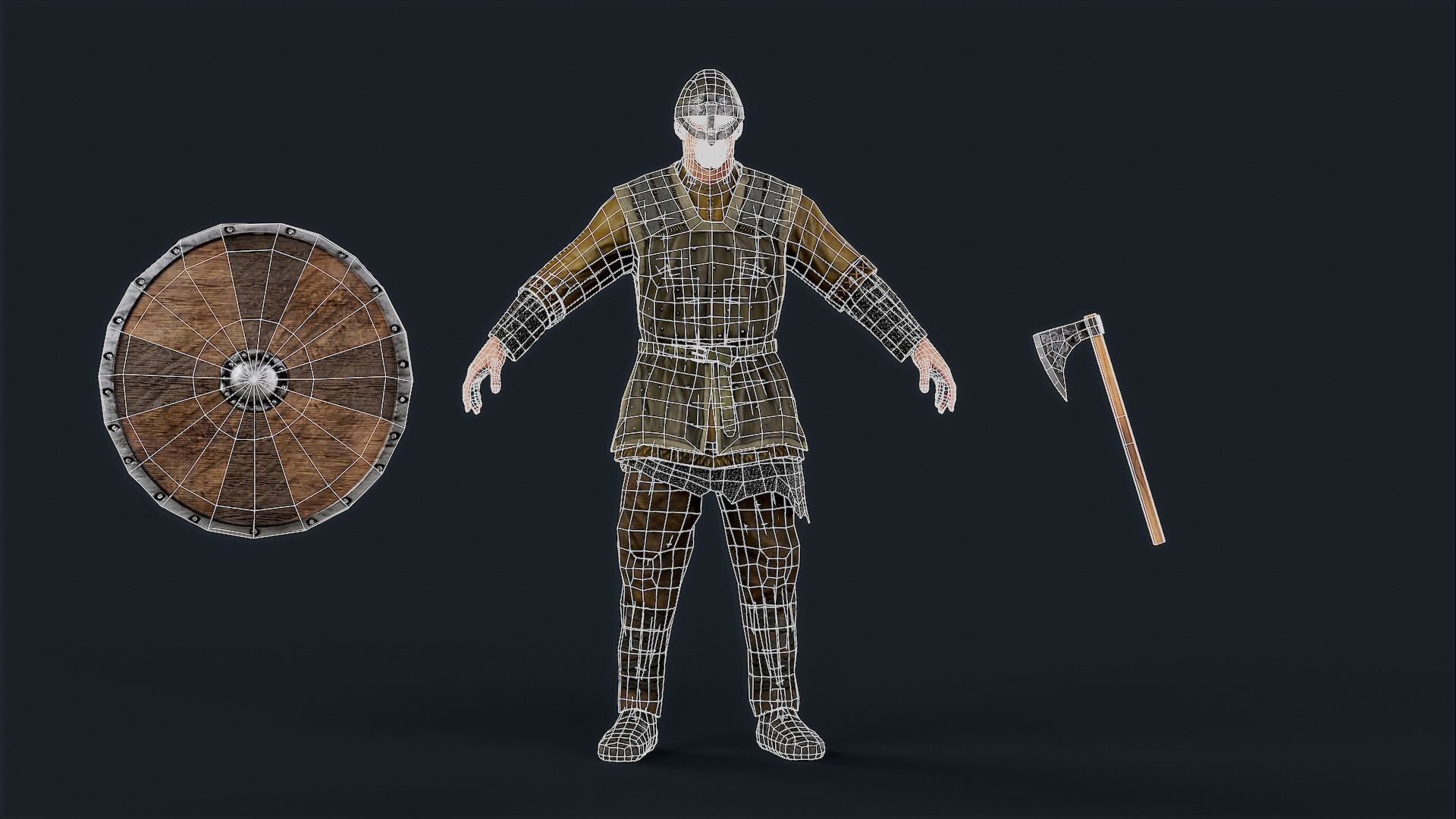 Viking 1 A pose Low-poly character redy for games Low-poly 3D model_14