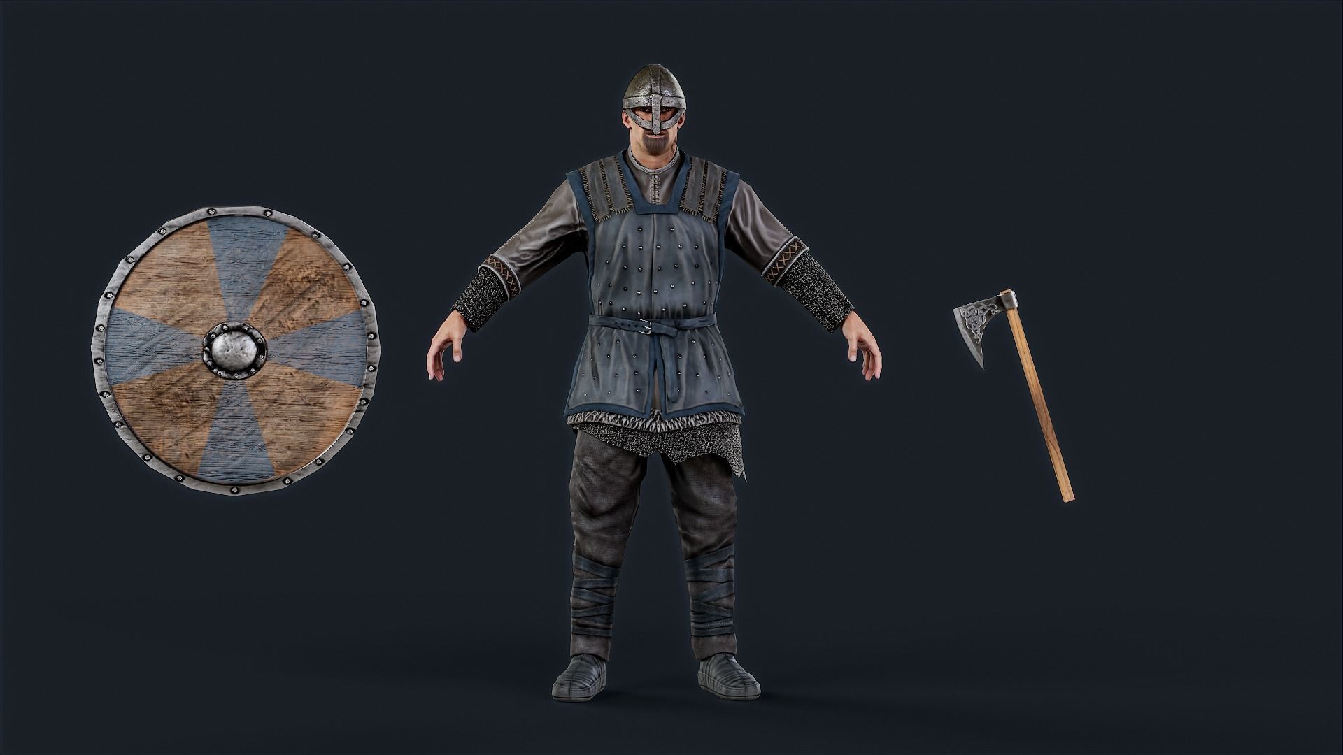 Viking 1 A pose Low-poly character redy for games Low-poly 3D model_11