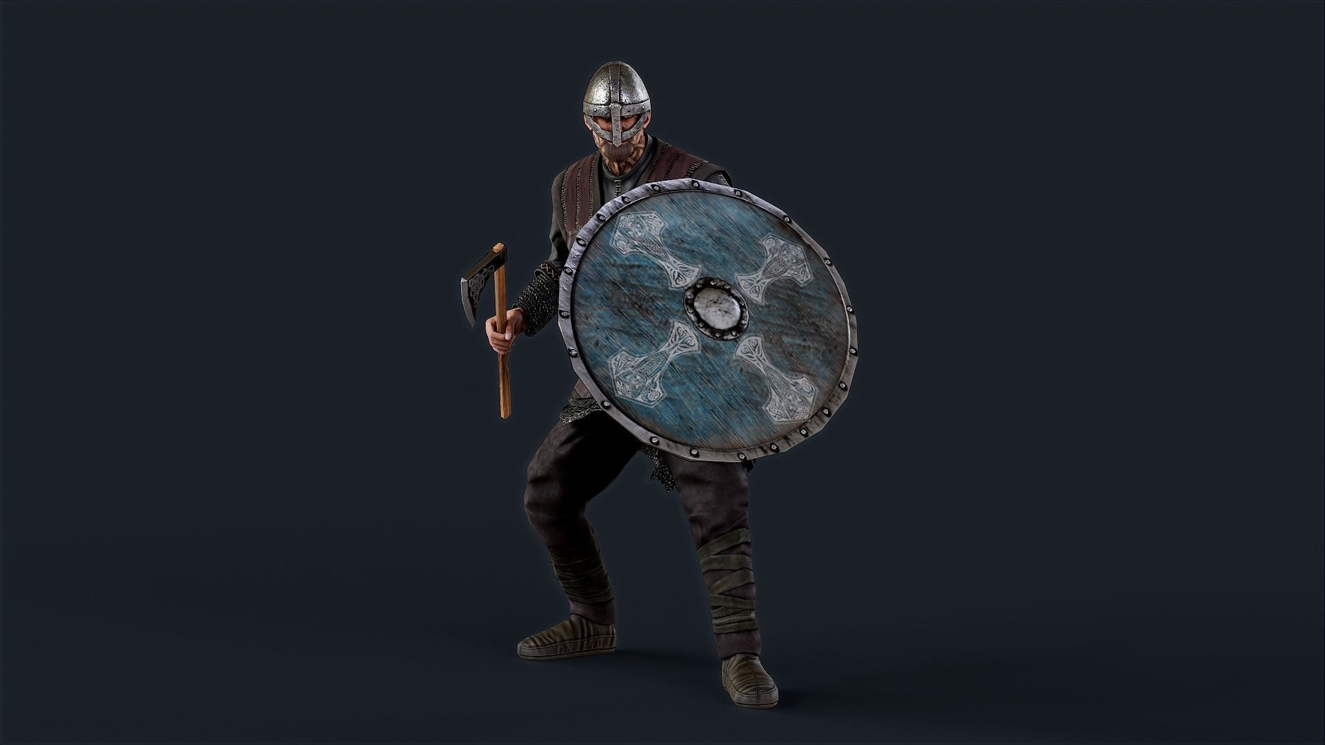 Viking 1 A pose Low-poly character redy for games Low-poly 3D model_6
