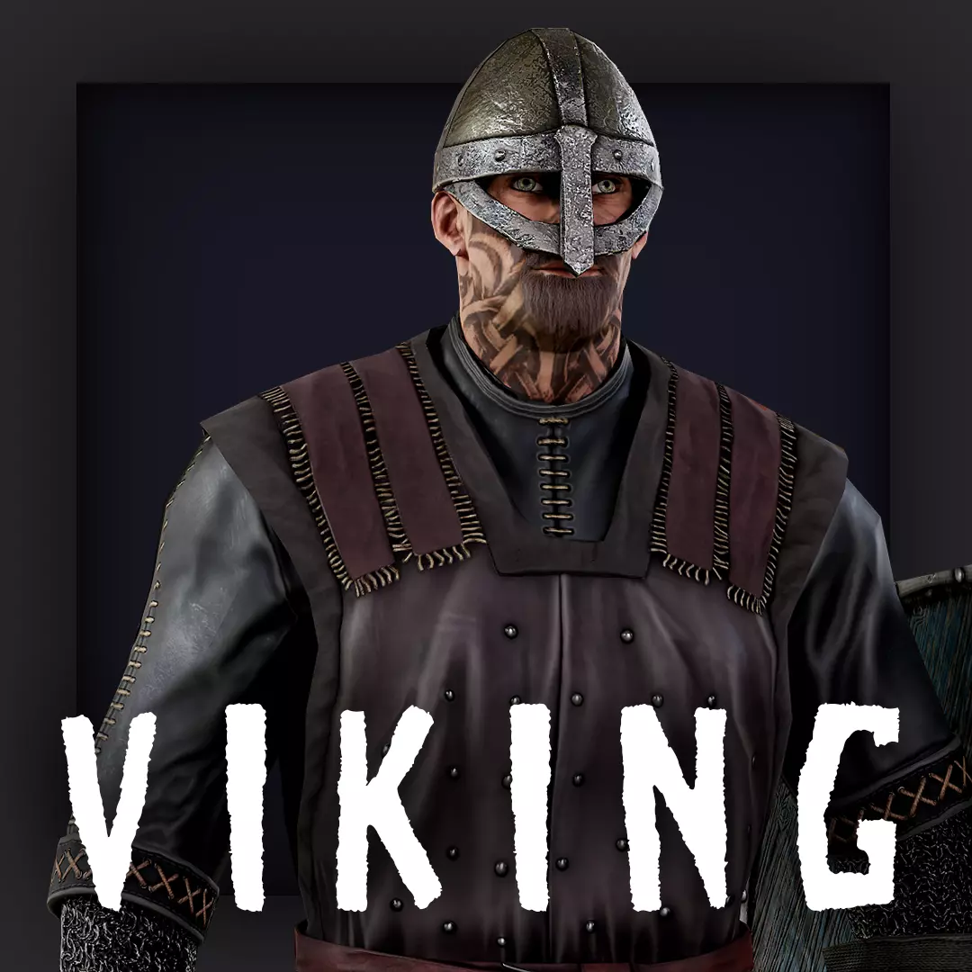 Viking 1 A pose Low-poly character redy for games Low-poly 3D model_0