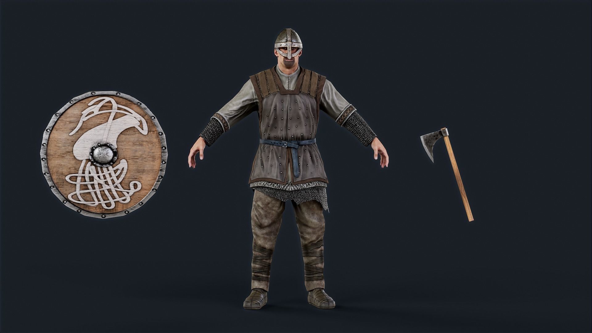 Viking 1 A pose Low-poly character redy for games Low-poly 3D model_10