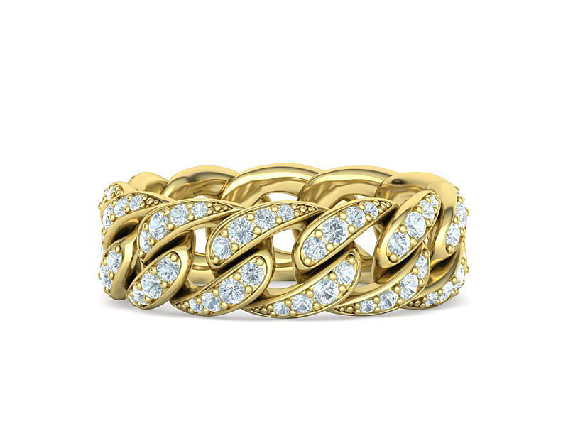 Cuban Diamond Chain Links Ring 3Dmodel 8US size 3D print model_4
