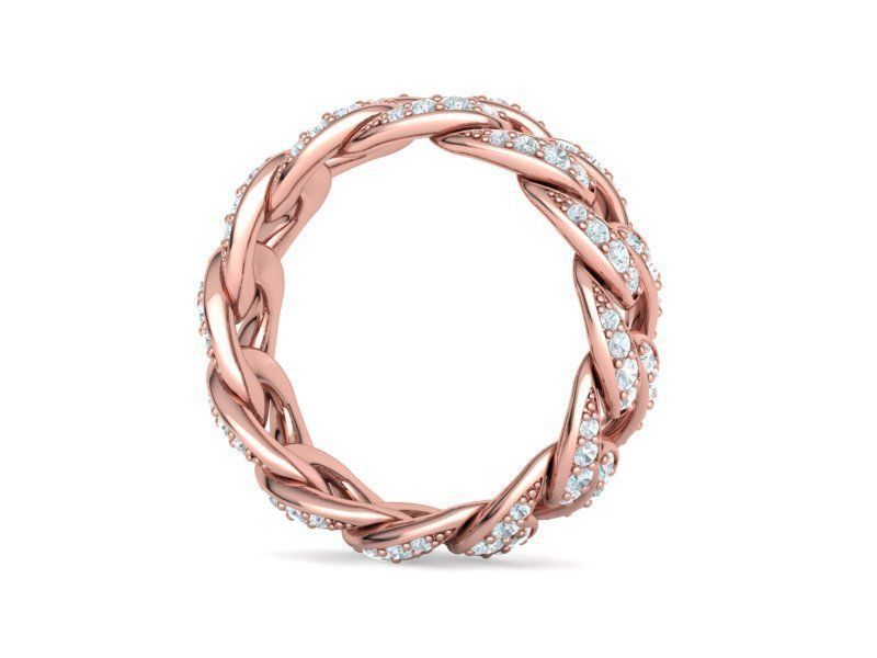 Cuban Diamond Chain Links Ring 3Dmodel 8US size 3D print model_15